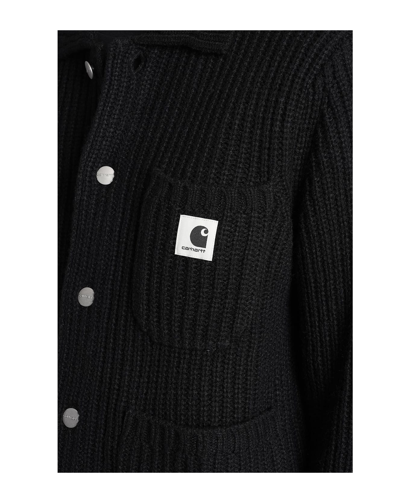 Carhartt W Michigan Sweat Cardigan In Black Acrylic - black