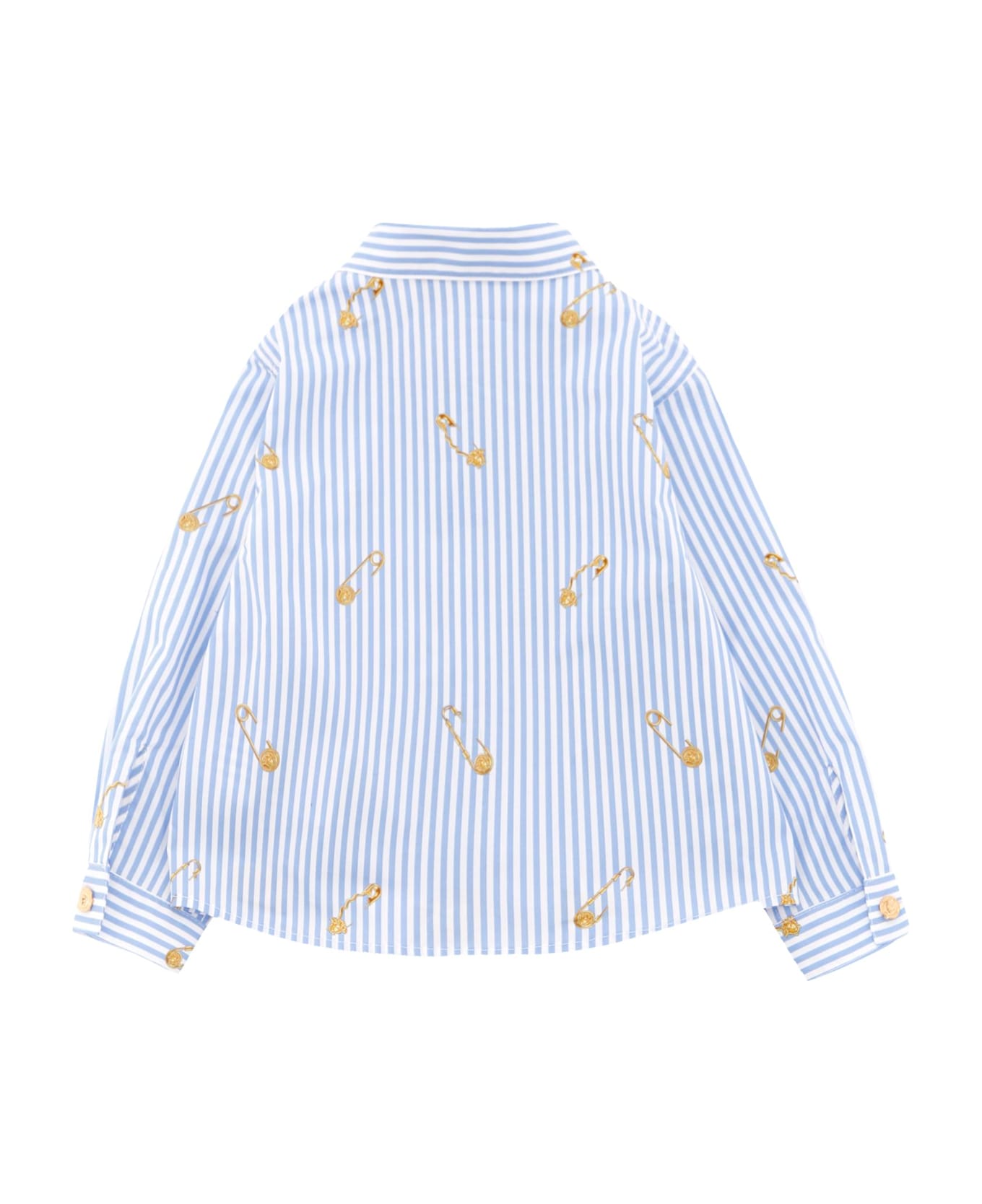 Versace Light Blue Shirt For Baby Boy Withsafety Pin - Light Blue