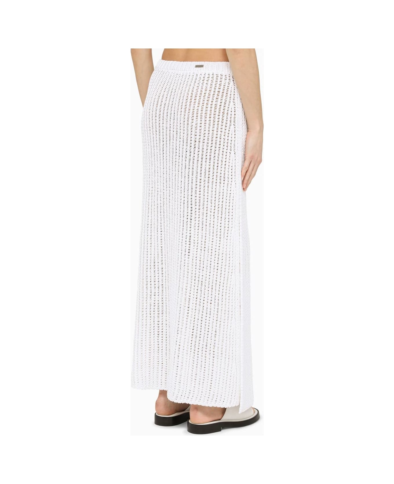 Ferragamo White Crochet Long Skirt - WHITE