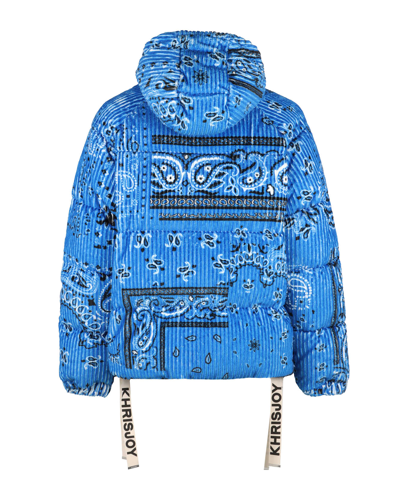 Khrisjoy Puff Bandana Corduroy Hooded Down Jacket - Light Blue