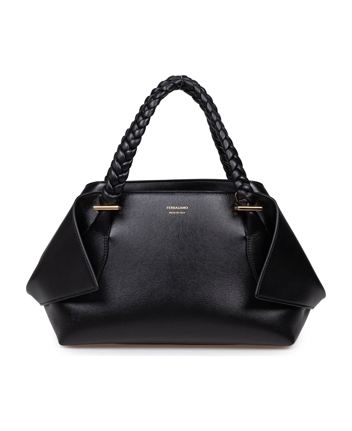 Ferragamo Scarf Sh Handbag In Calfskin Color Black - Black