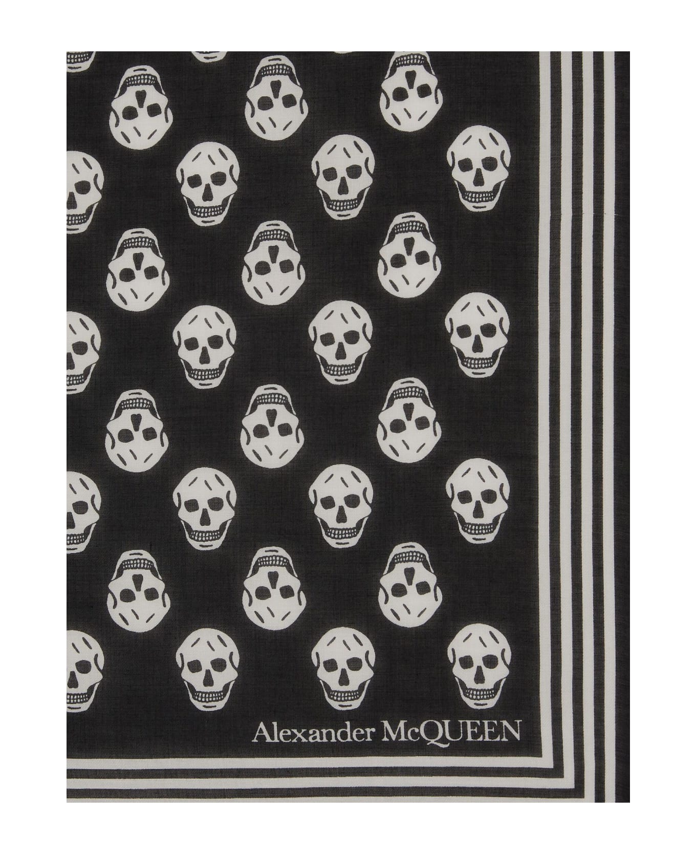 Alexander McQueen Fringe Trimmed Skull Scarf - Black スカーフ