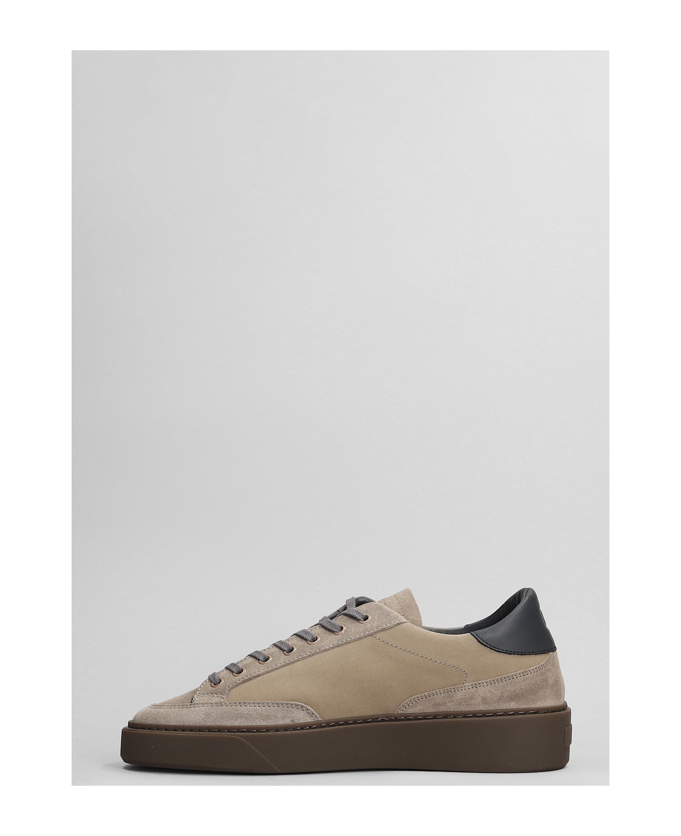 D.A.T.E. Levante Ground Sneakers In Taupe Suede And Fabric - taupe