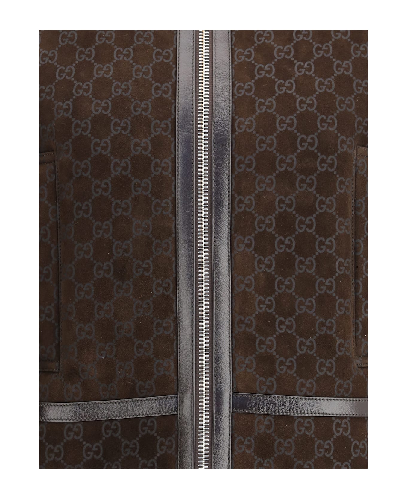 Gucci Leather Jacket With Gg Motif