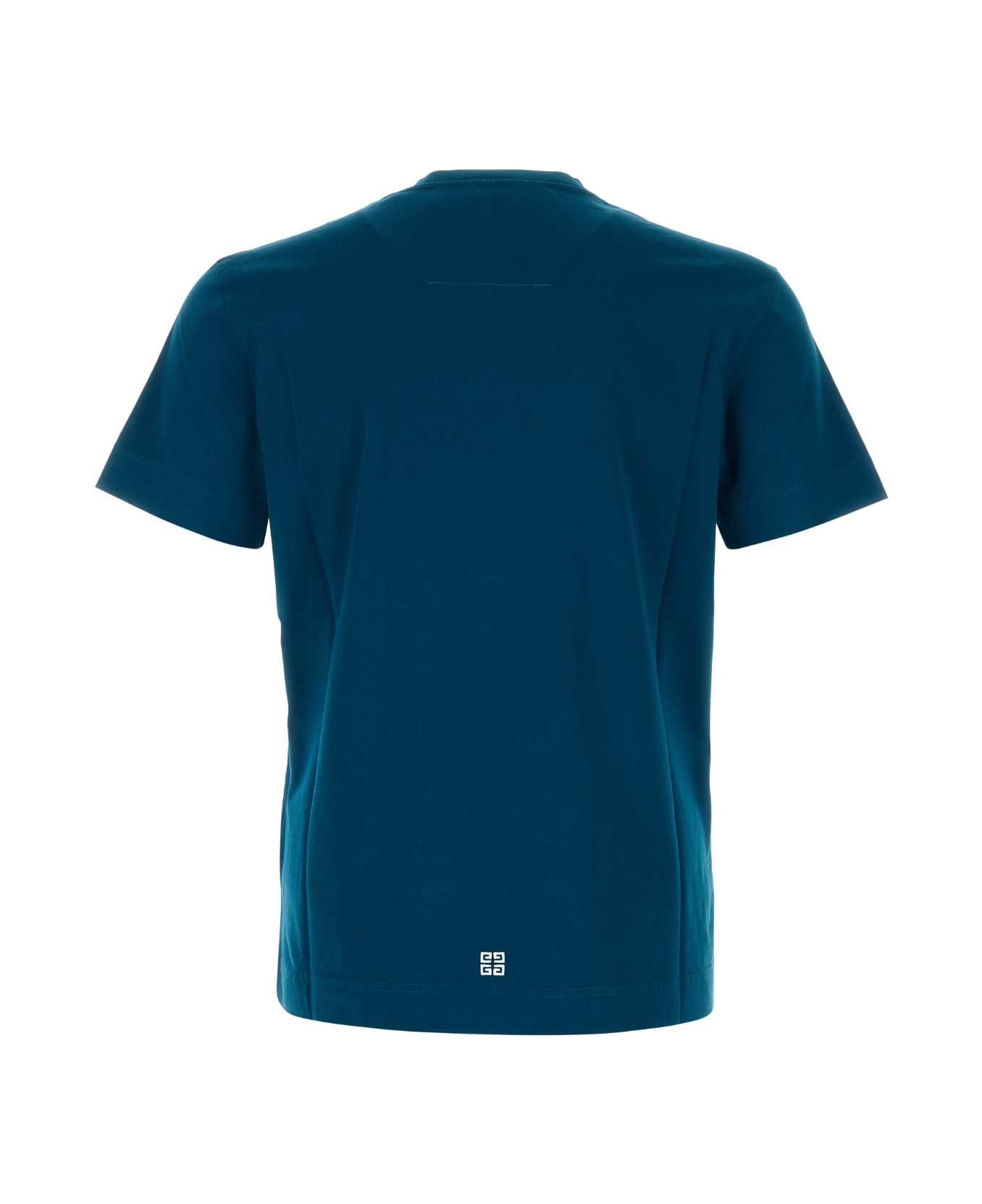 Givenchy Teal Green Cotton T-shirt - BLUEWHITE