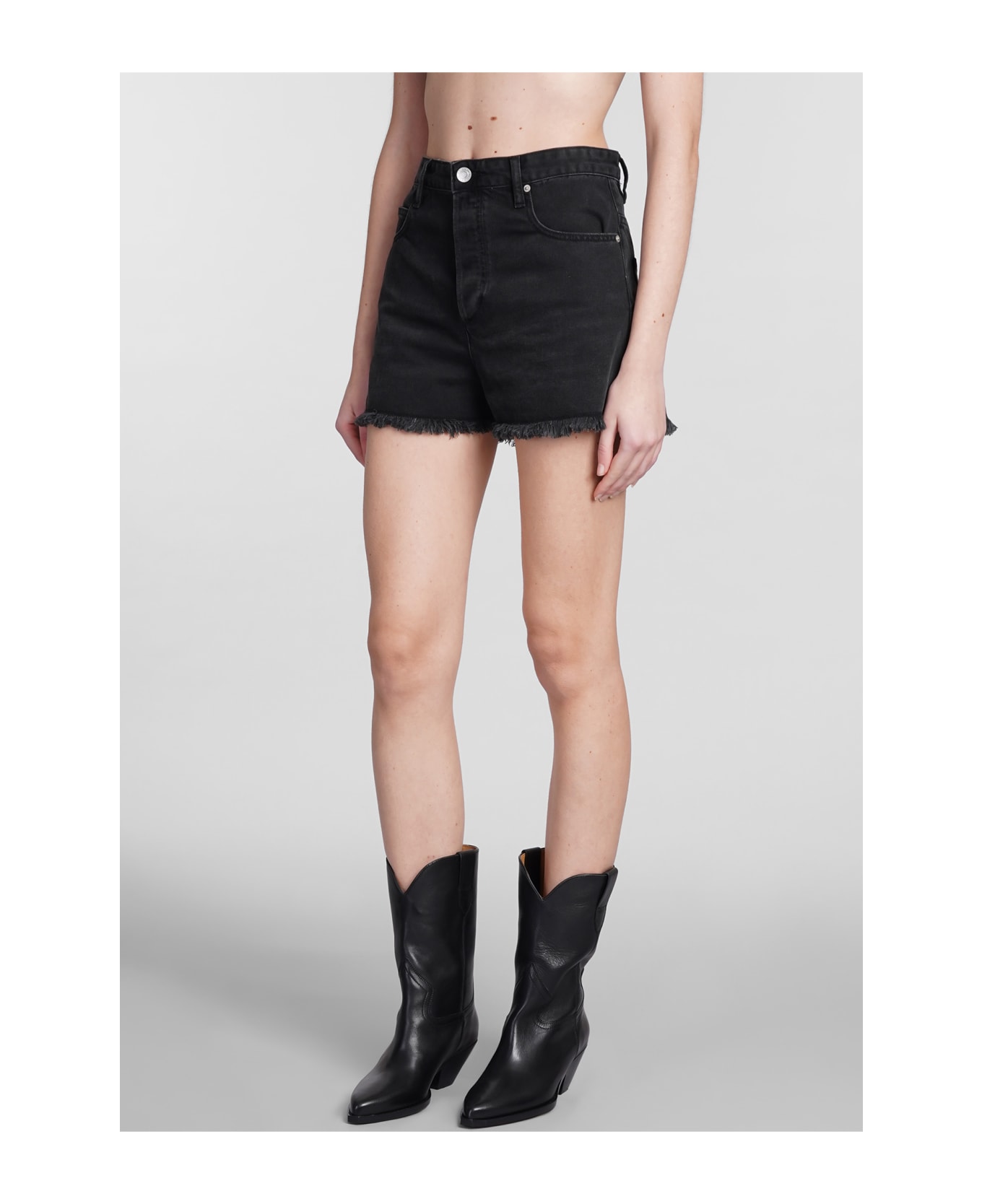 Isabel Marant Belt-looped Denim Shorts - black