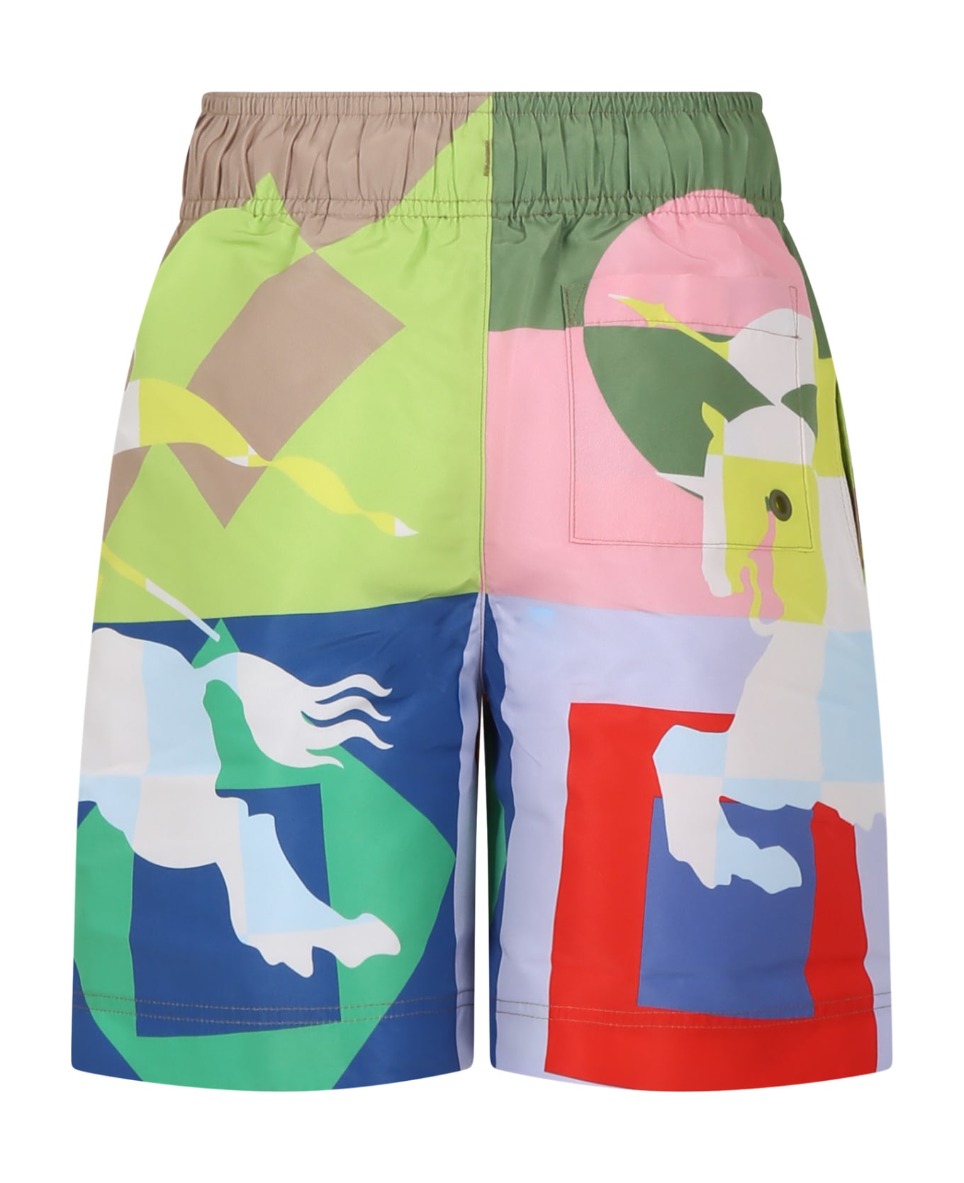 Burberry Multicolor Swim Shorts For Boy With Equestrian Knight - Multicolor
