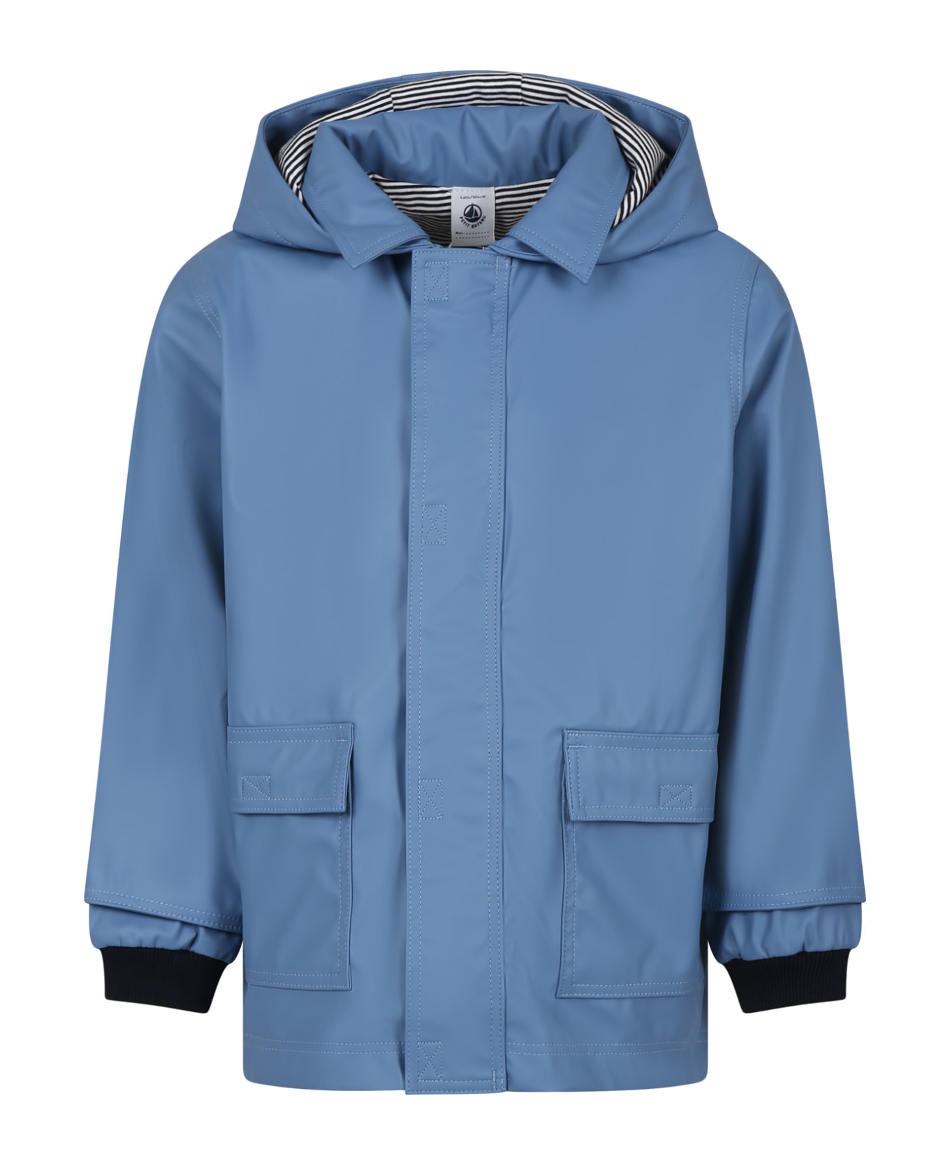 Petit Bateau Light Blue Raincoat For Boy - Light Blue コート＆ジャケット