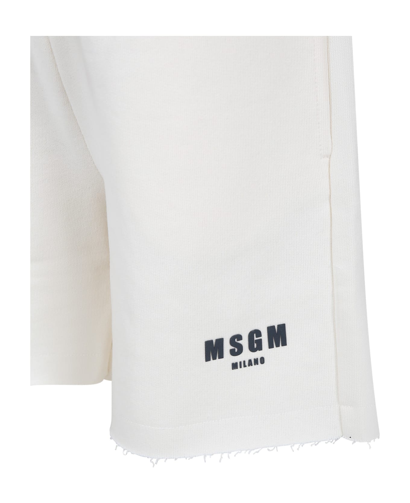MSGM Ivory Shorts For Boy With Logo - Ivory