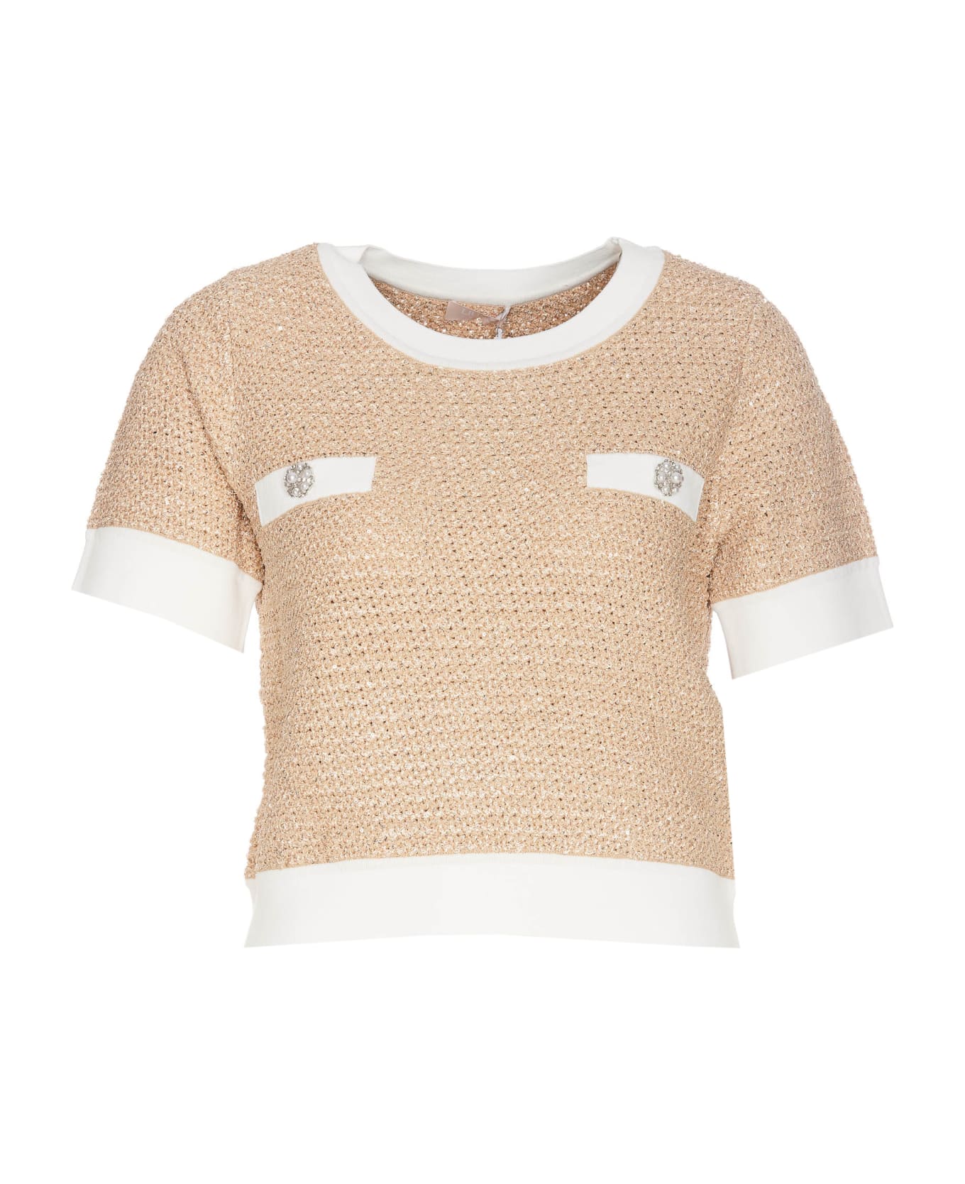 Liu-Jo Short Sleeves Sweater - Beige ニットウェア
