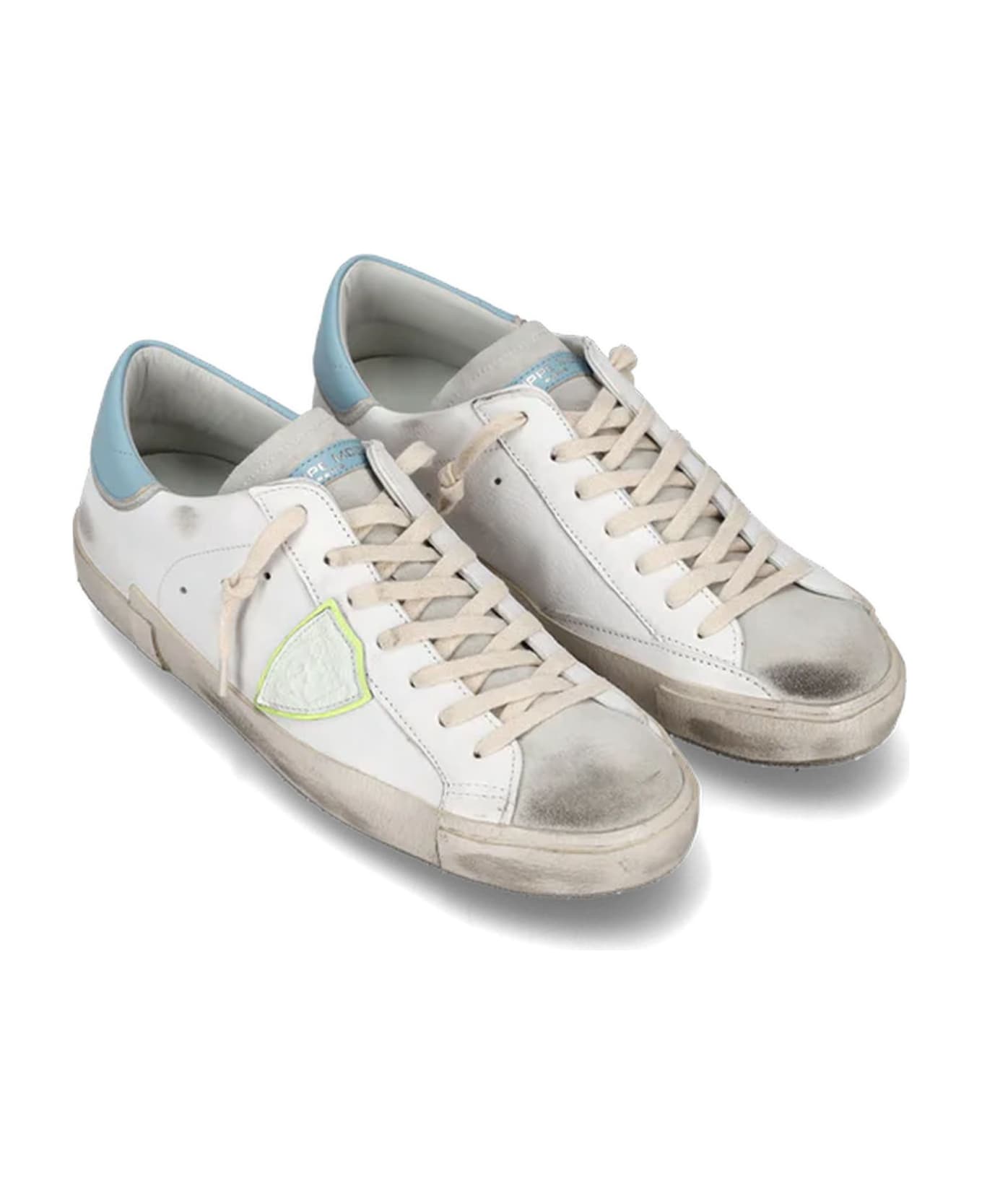 Philippe Model Prsx Sneaker White, Grey And Light Blue - Gris Azul