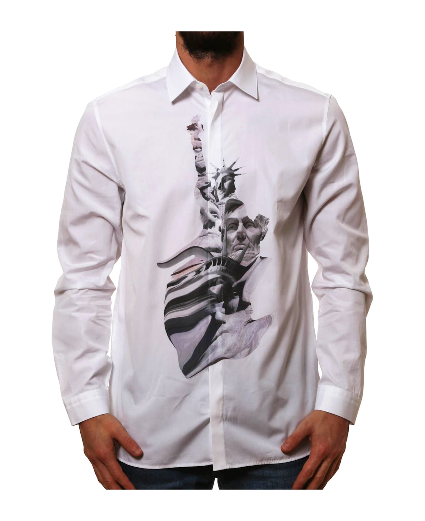 Neil Barrett State Of Liberty Cotton Shirt - White