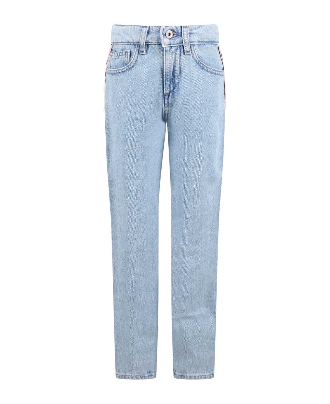 Off-White Light-blue Jeans For Girl With Logo - Denim