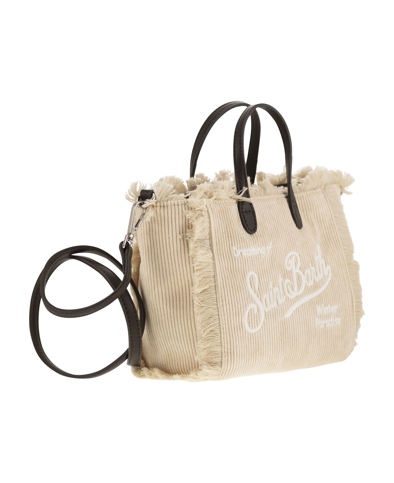 MC2 Saint Barth Mini Vanity Bag With Bangs And Embroidered Logo - Beige