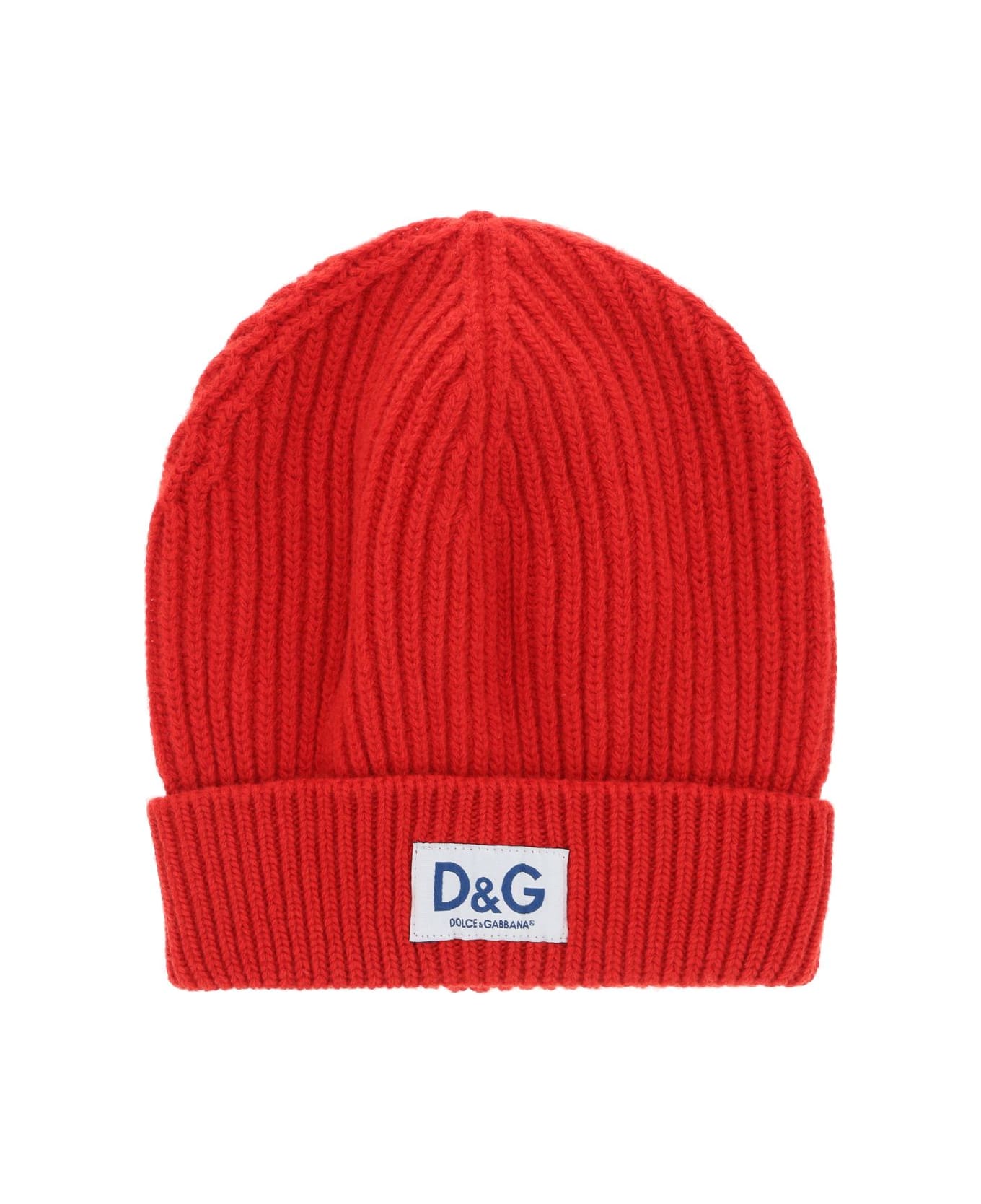 Dolce & Gabbana Ribbed Wool Beanie - Rosso 帽子