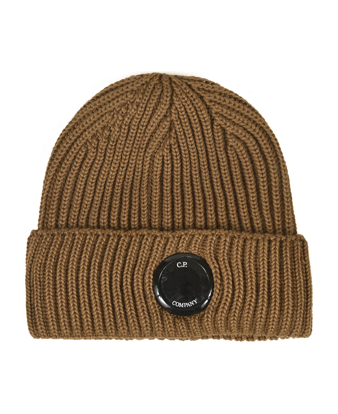 C.P. Company Logo Ribbed Beanie - Toffee