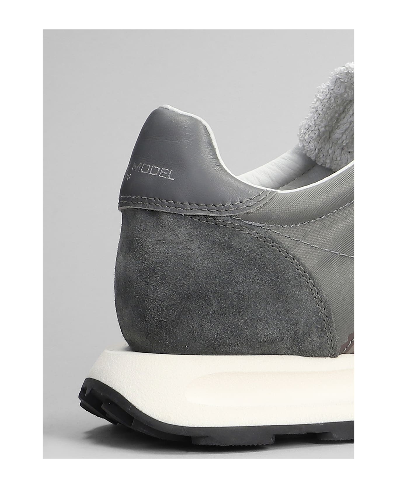 Philippe Model Tour Low Sneakers In Grey Suede And Fabric - grey