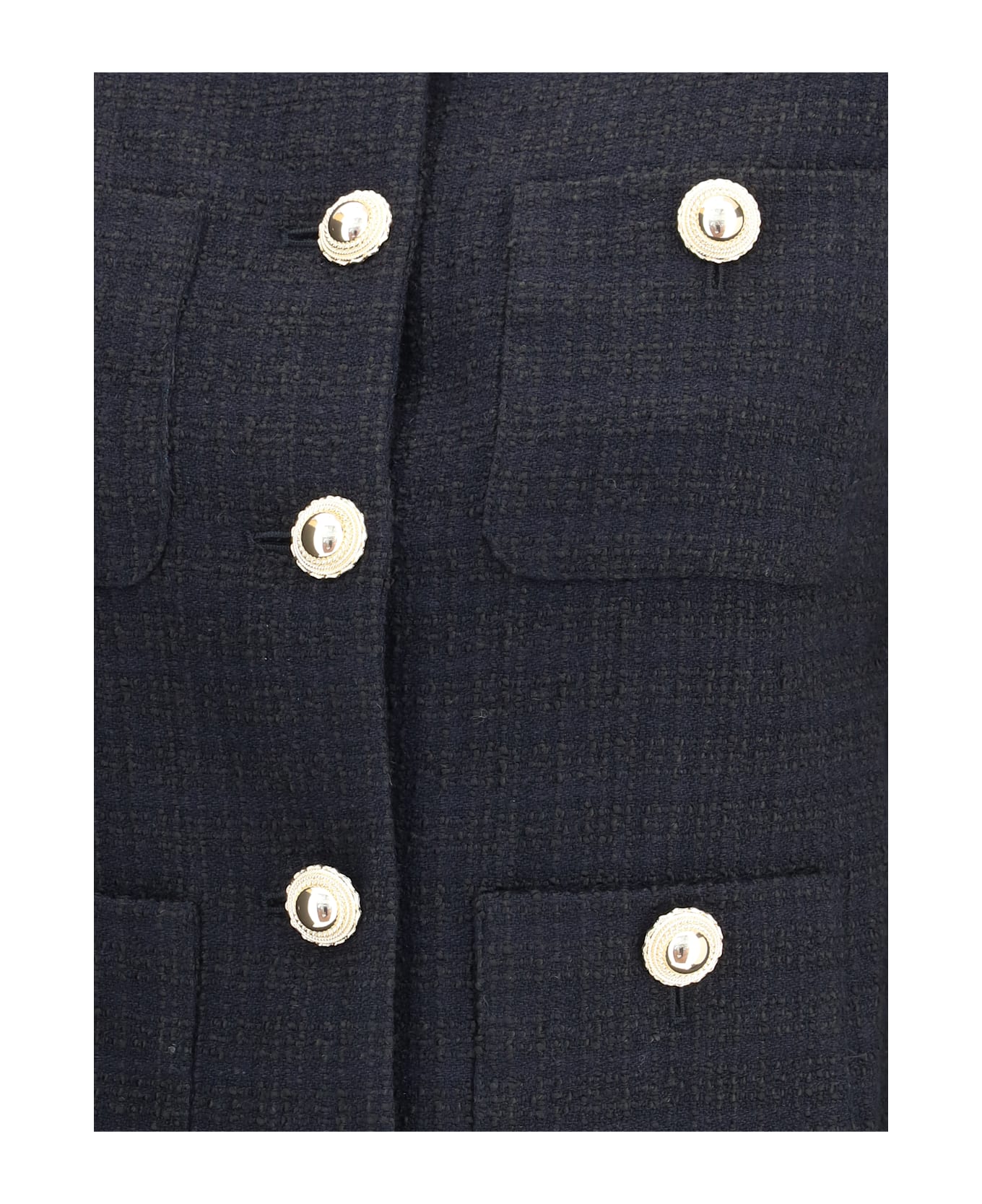 self-portrait Fur Cuffed Jacket - BLACK