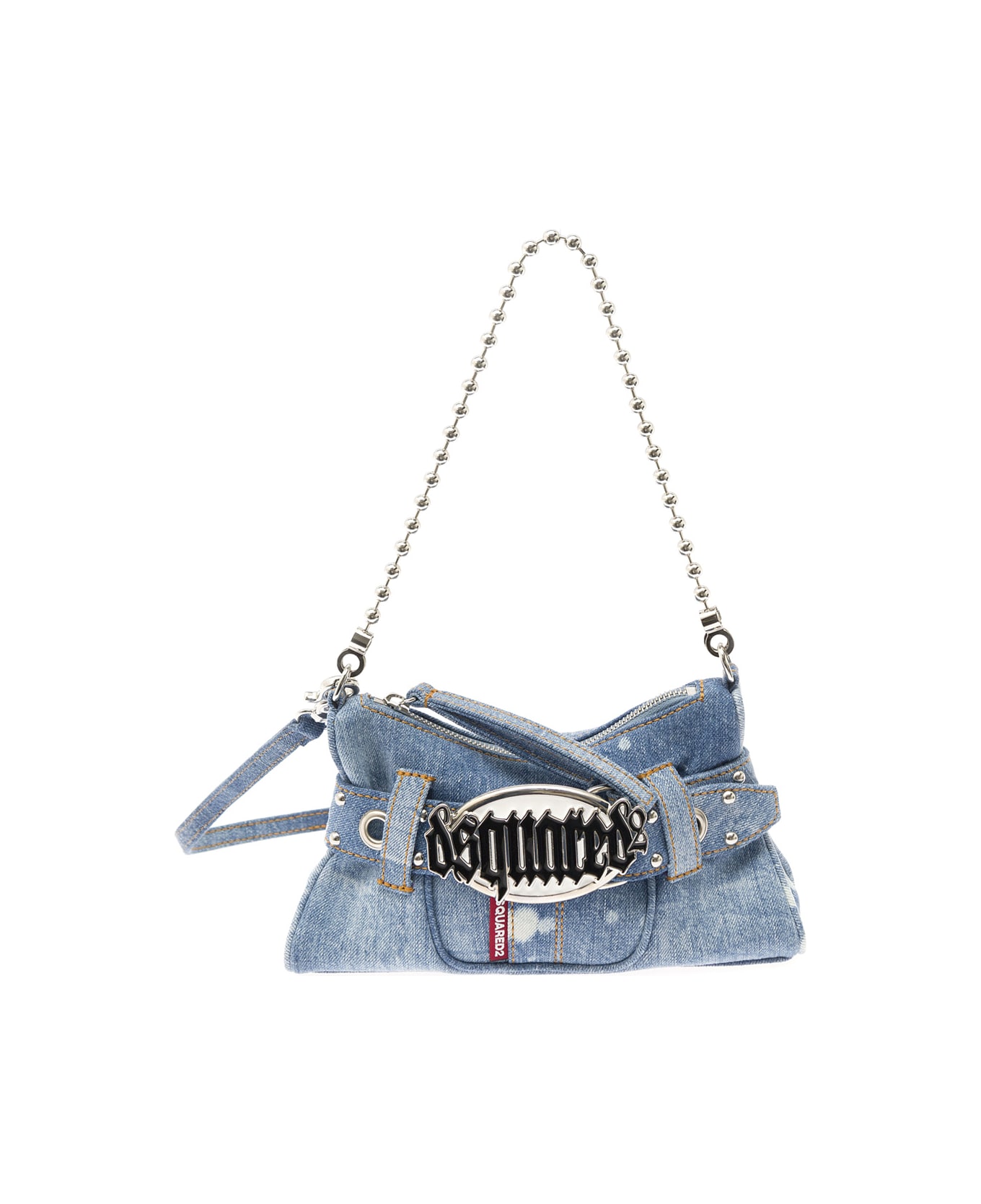 Dsquared2 'gothic' Light Blue Shoulder Bag With Belt Detail In Denim Woman - Light blue