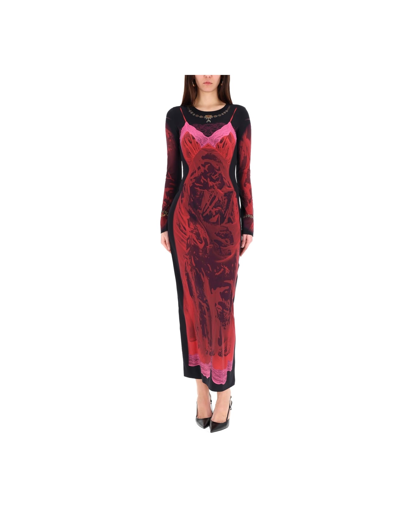 Marine Serre "wet Nuisette" Midi Dress - RED