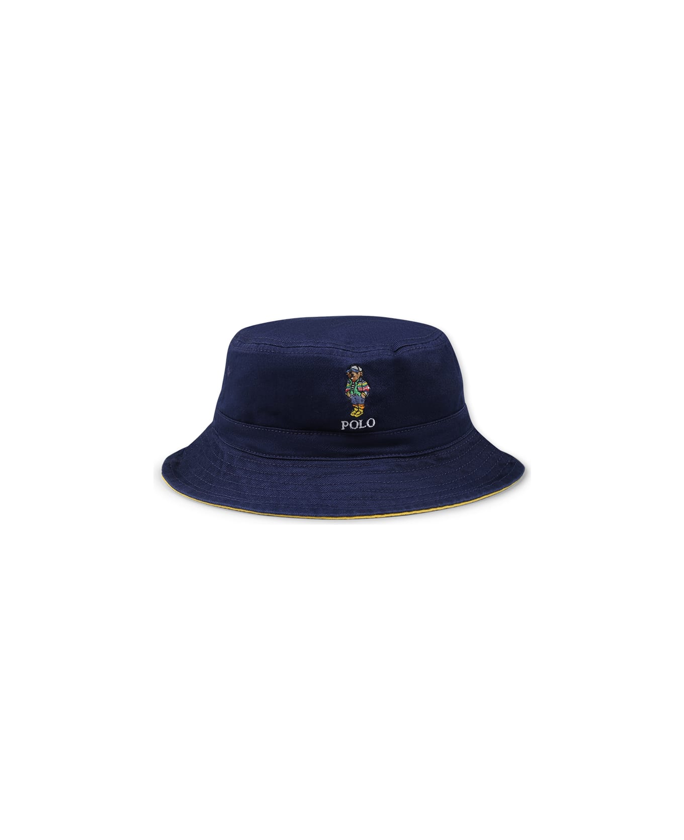 Ralph Lauren Reversible Blue Cloche For Boy With Polo Bear - Blue