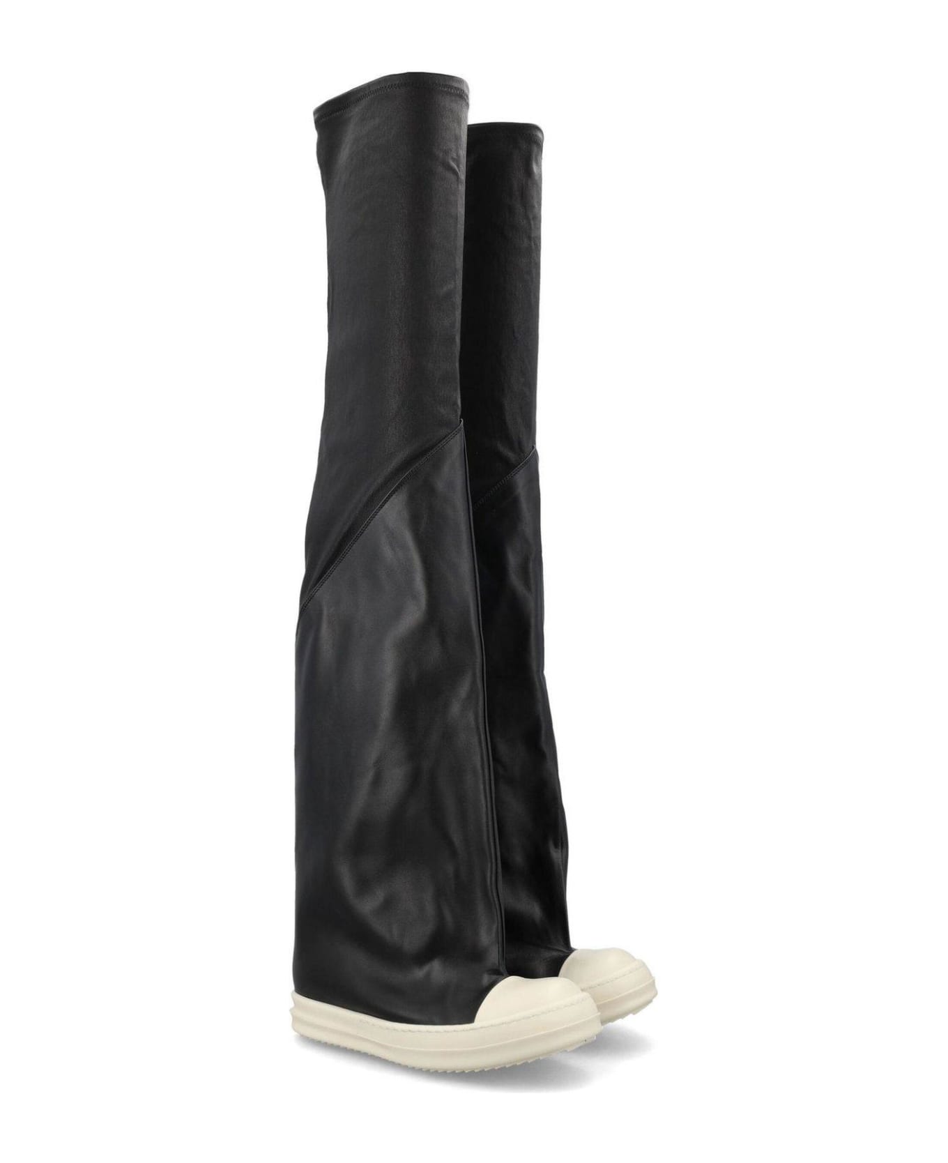 Rick Owens Contrast-toe Thigh-high Boots - Black