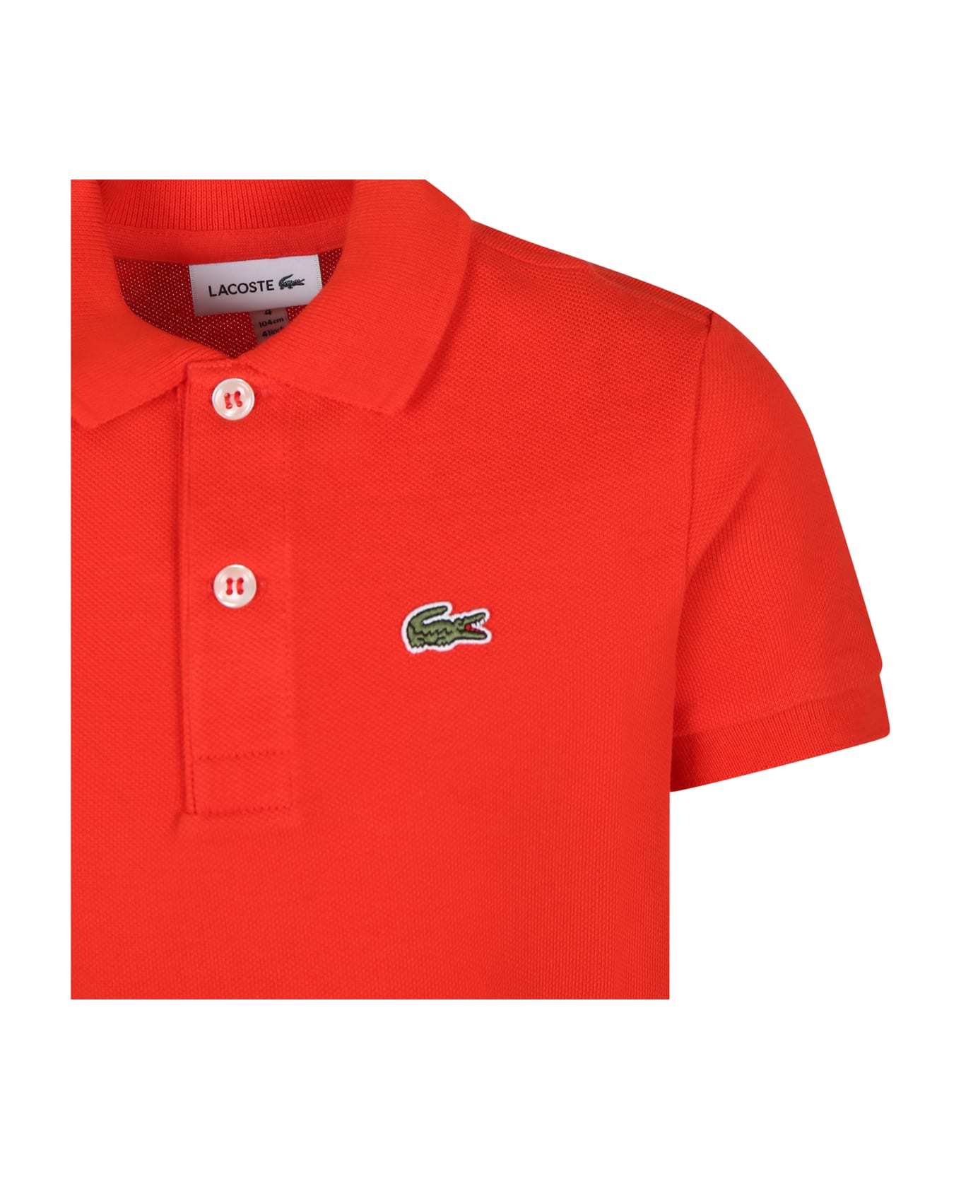 Lacoste Red Polo Shirt For Boy With Crocodile - Red