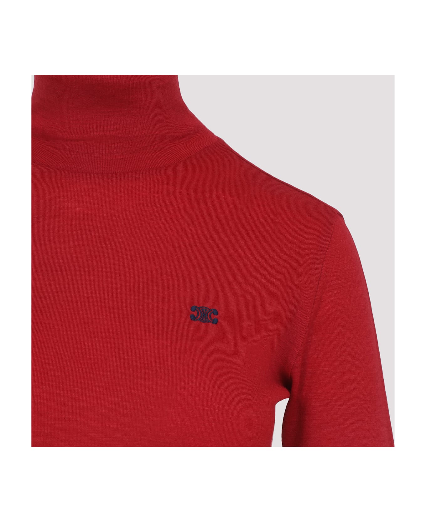 Celine Turtleneck Top - ROUGE CERISE/NAVY