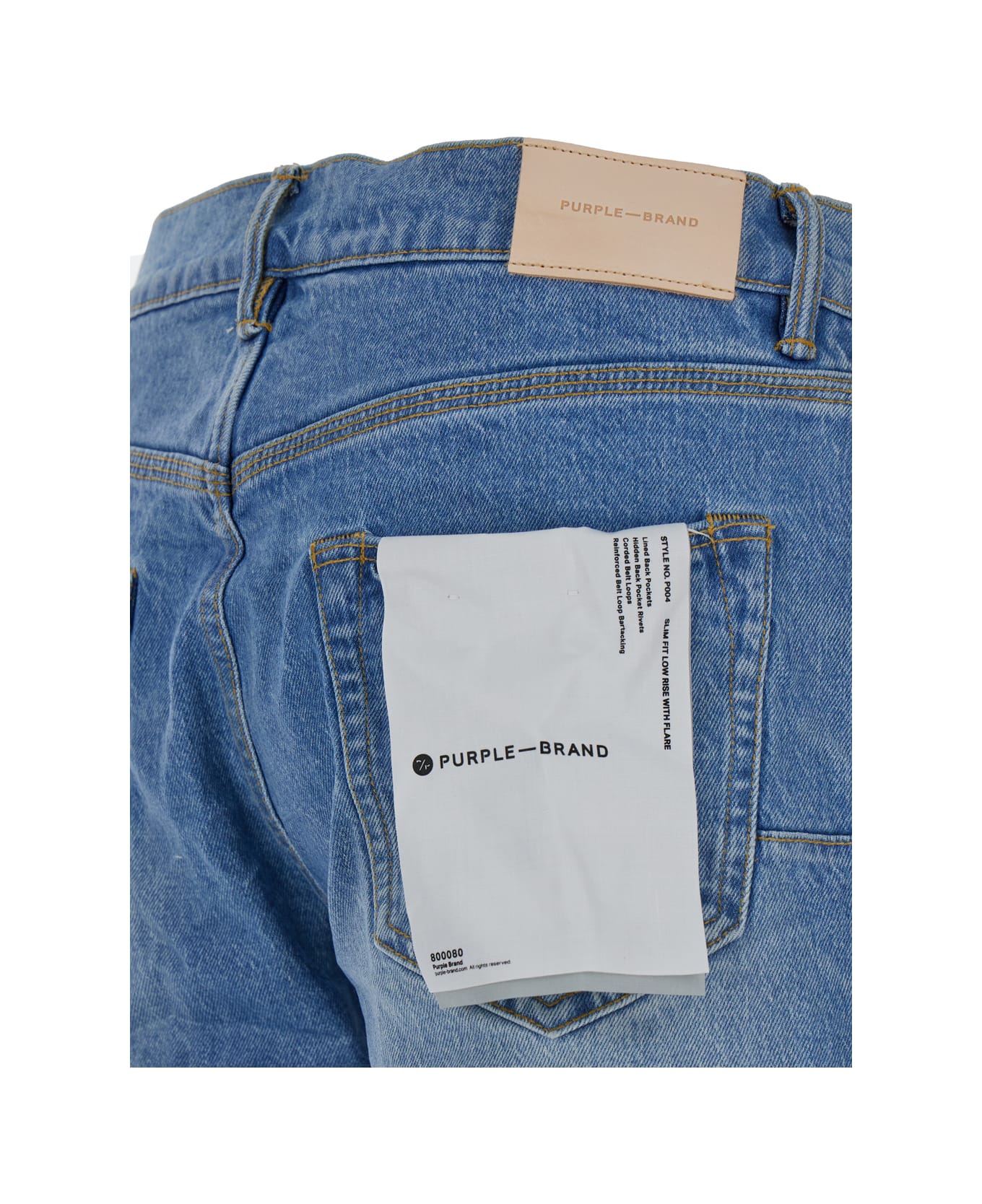 Purple Brand Blue Flared Jeans With Crinkled Effect In Stretch Cotton Denim Man - Light blue