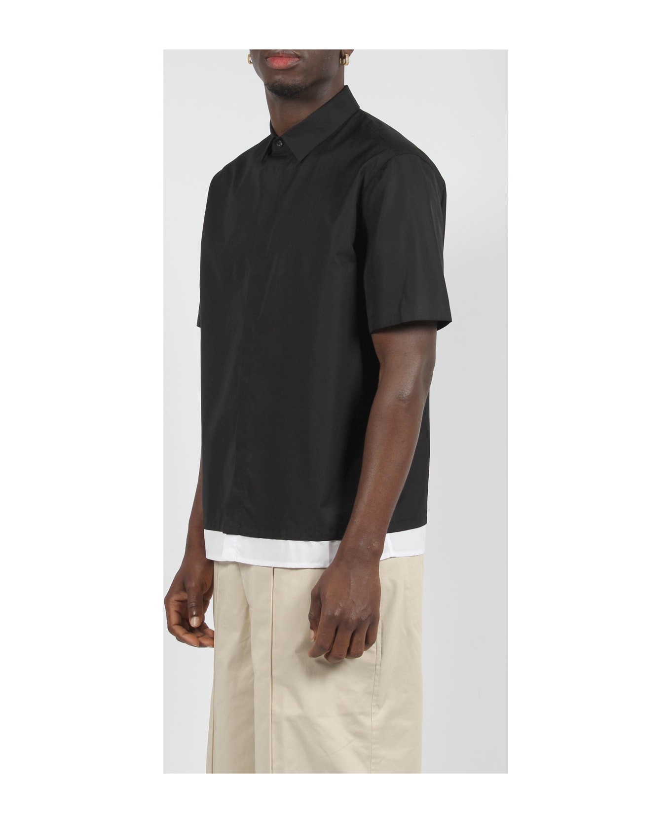 Neil Barrett Loose Double Layer Short Sleeve Shirt - Black シャツ