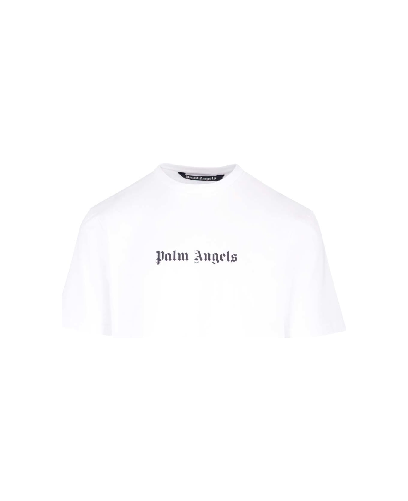 Palm Angels Logo-print Crew-neck T-shirt - WHITE BLANC