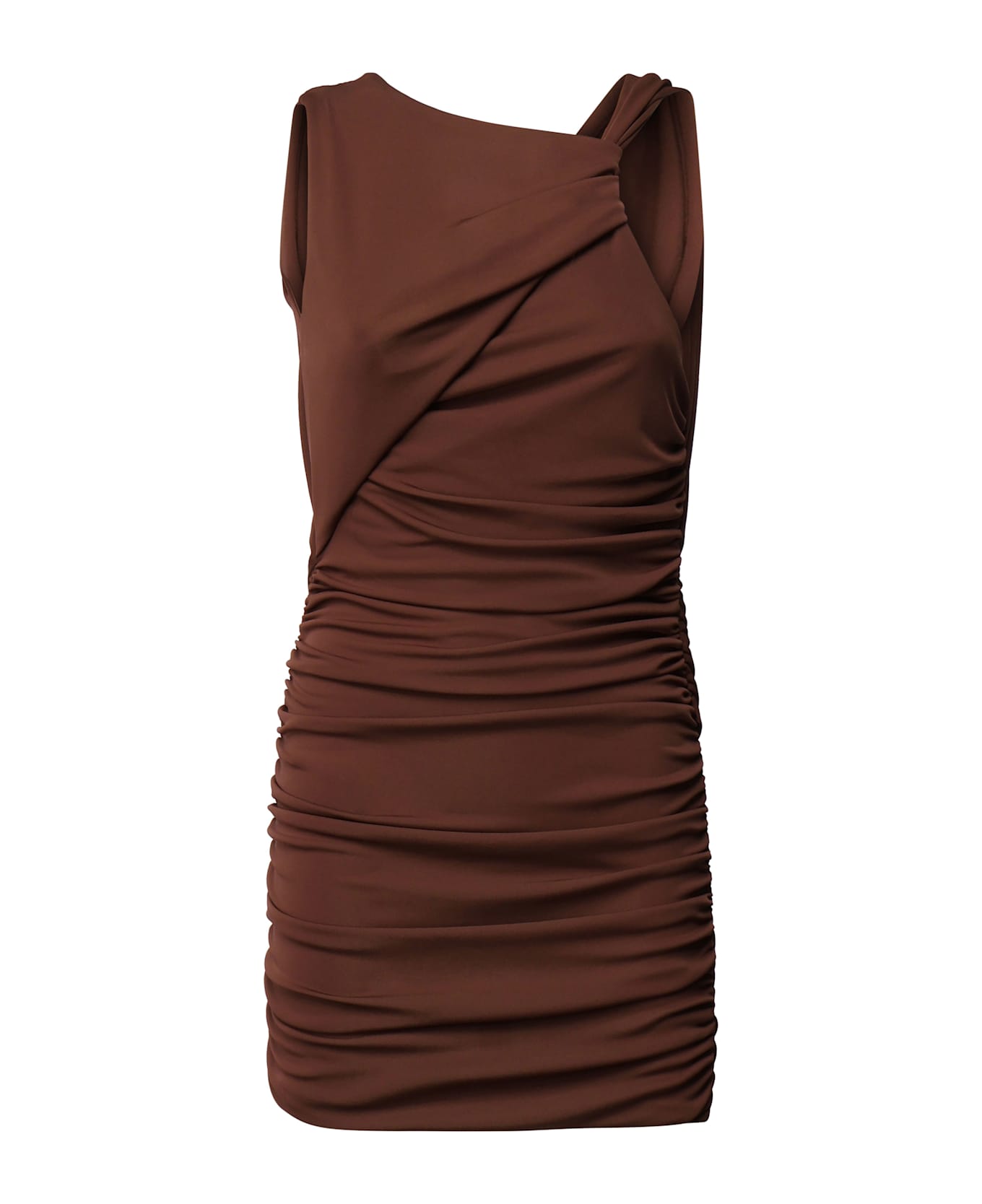 The Andamane Dress With Drape - Brown