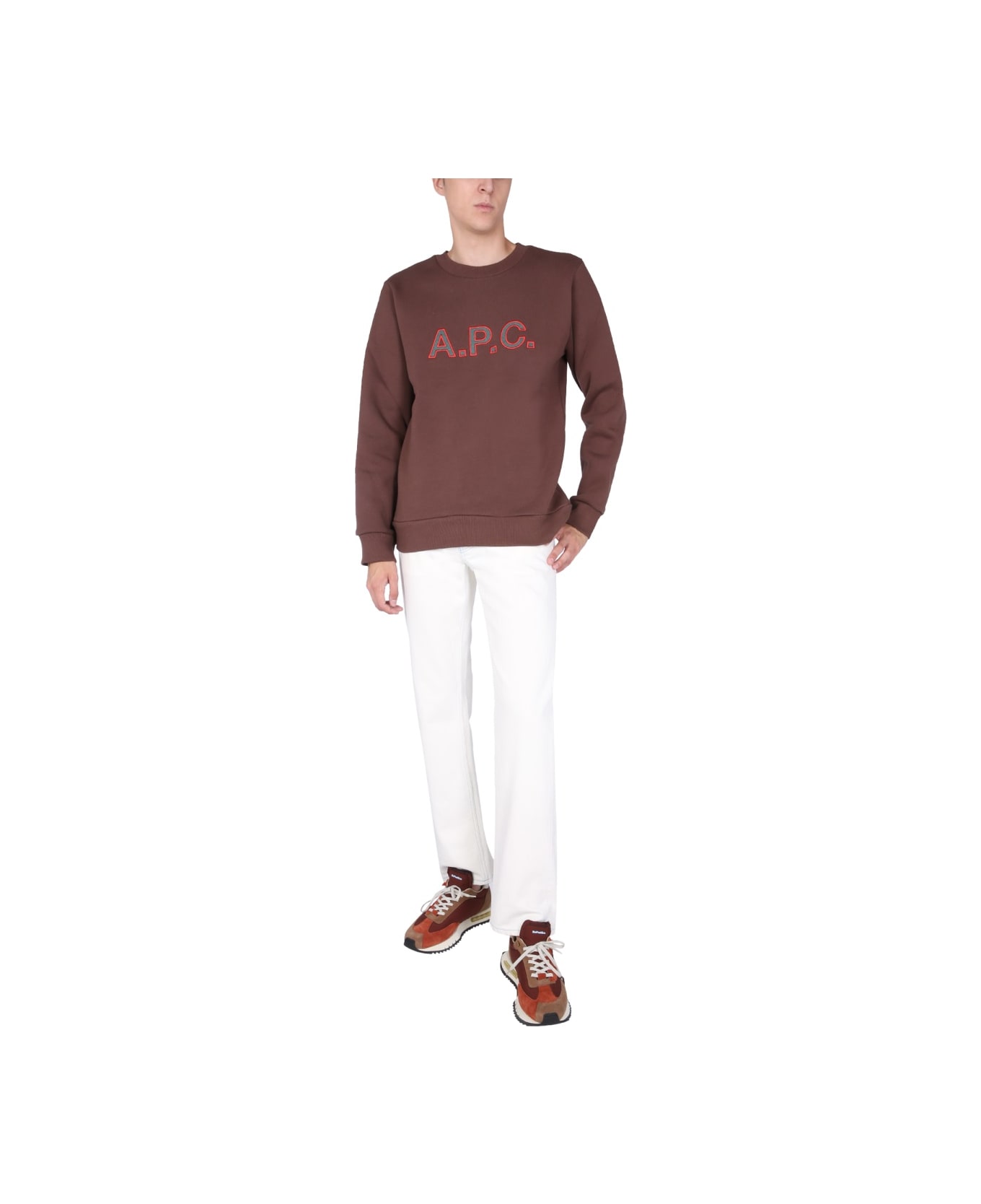 A.P.C. Sweatshirt With Embroidered Logo - BROWN フリース