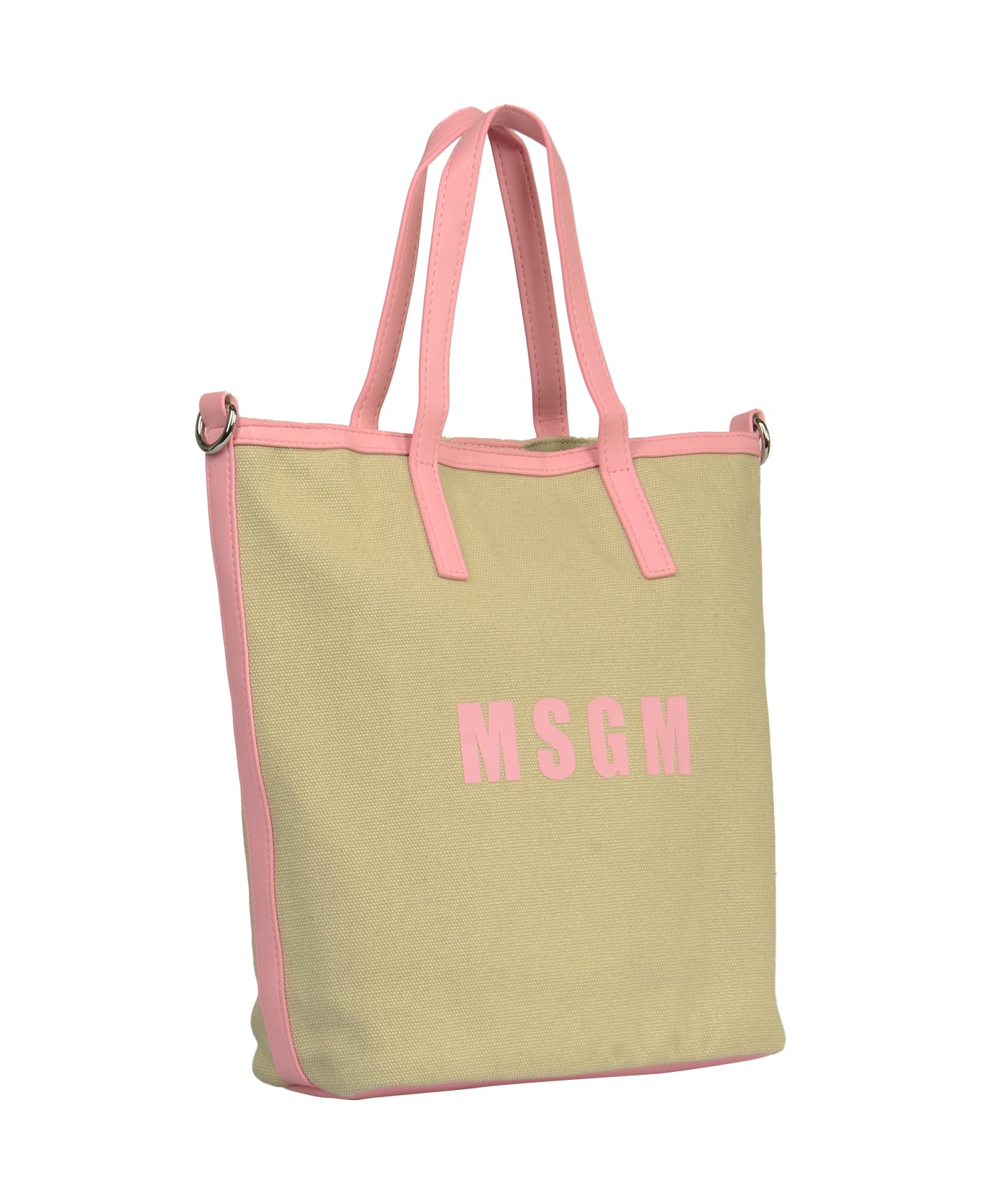 MSGM Logo Small Shopping Tote - Pink/Yellow