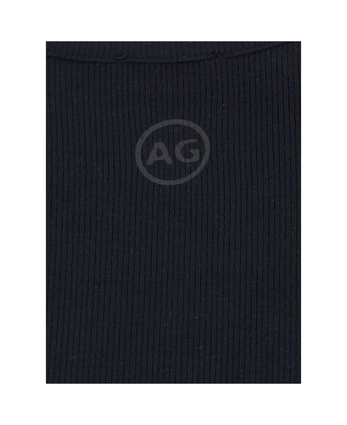 AG Jeans Black Top With Logo Printed On The Back In Modal Blend Woman - Black