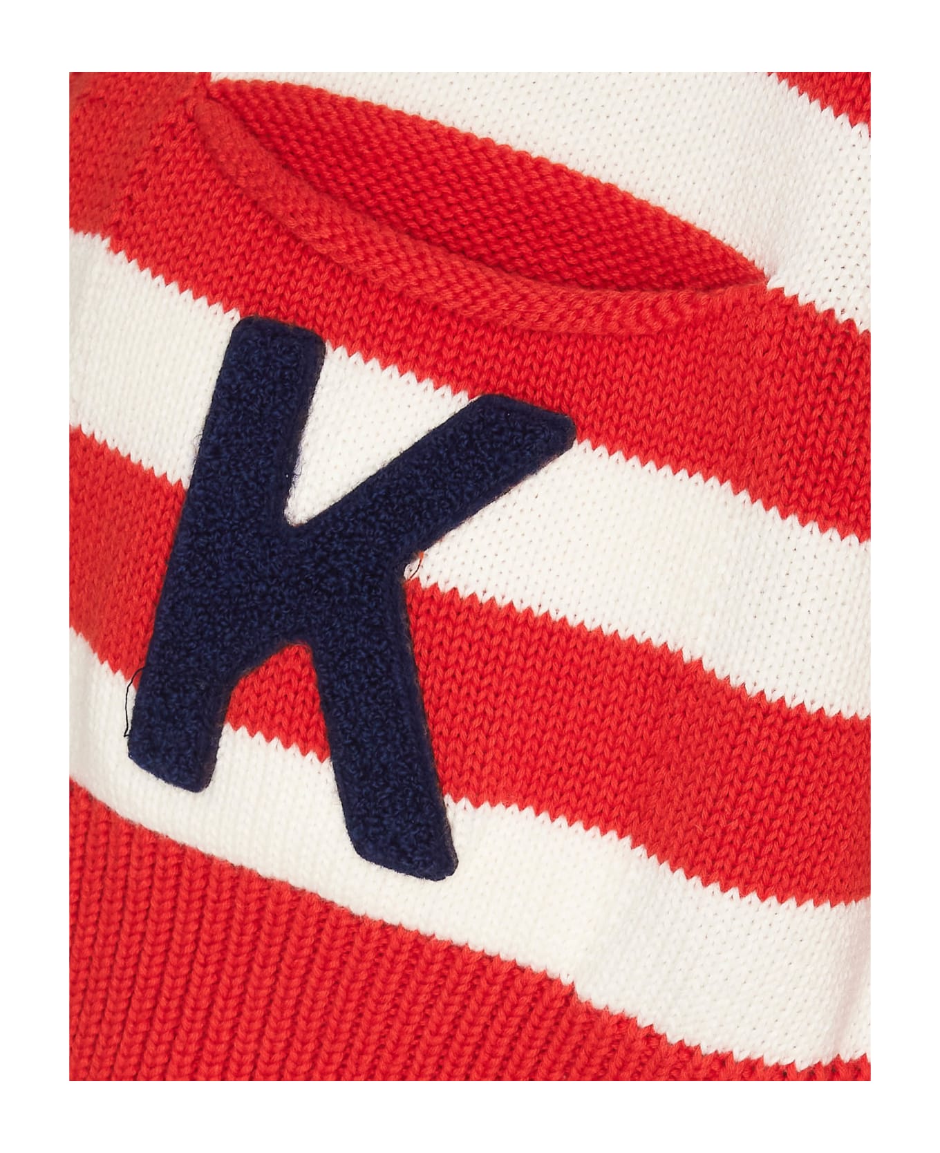 Kenzo Nautical Striped Cardigan - ORANGE/WHITE