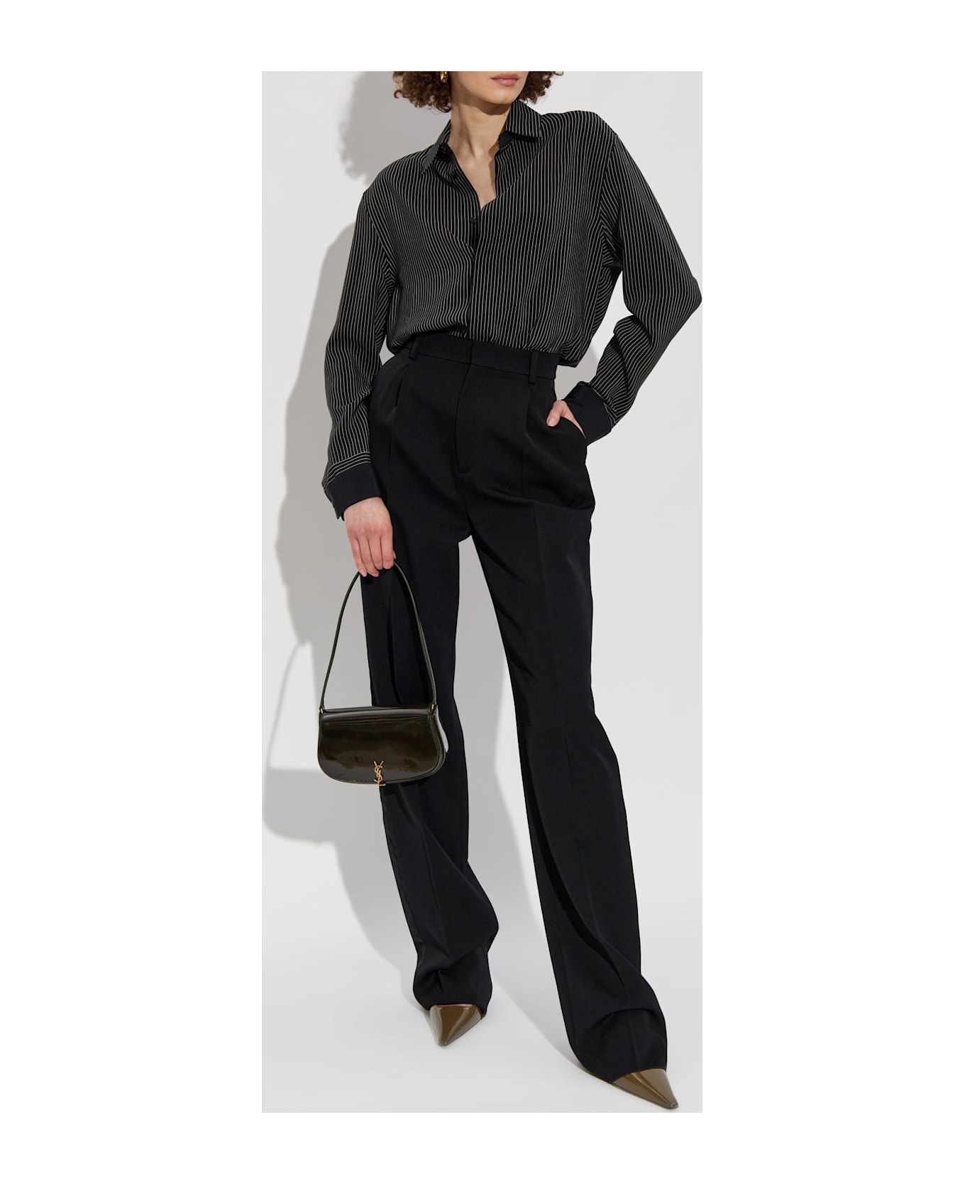 Saint Laurent Shirt With Striped Pattern - Black