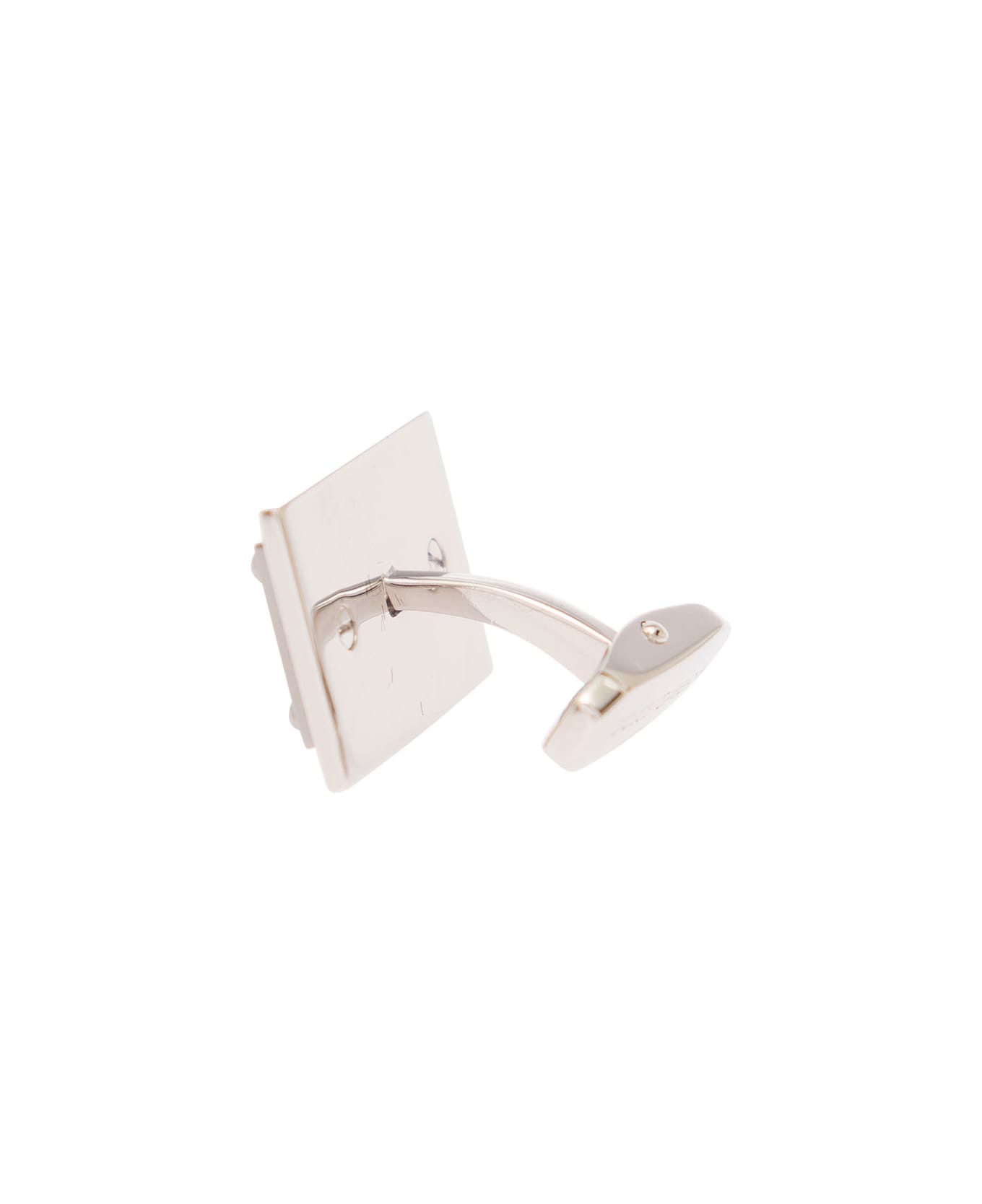 Dolce & Gabbana Silver-tone Square Cufflinks With Logo Placque In Brass Man - Metallic