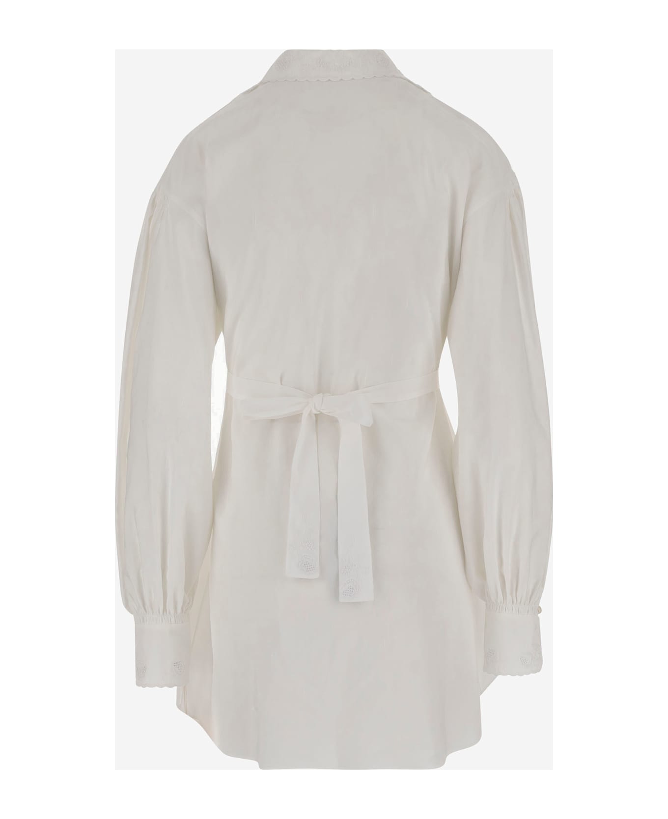 Valentino White Cotto Blend Shirt Dress - BIANCO