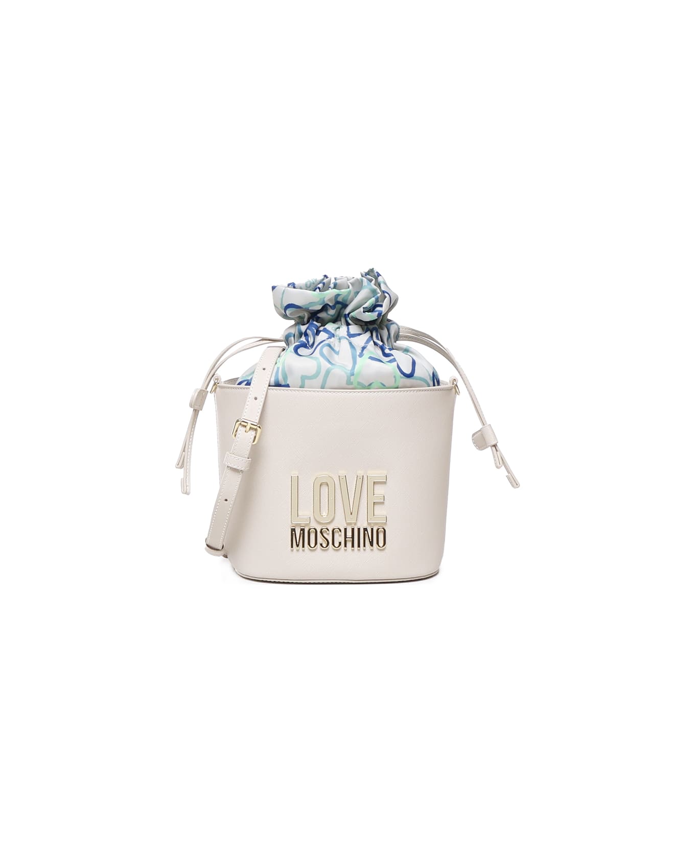Love Moschino Logo Bucket Bag - Ivory