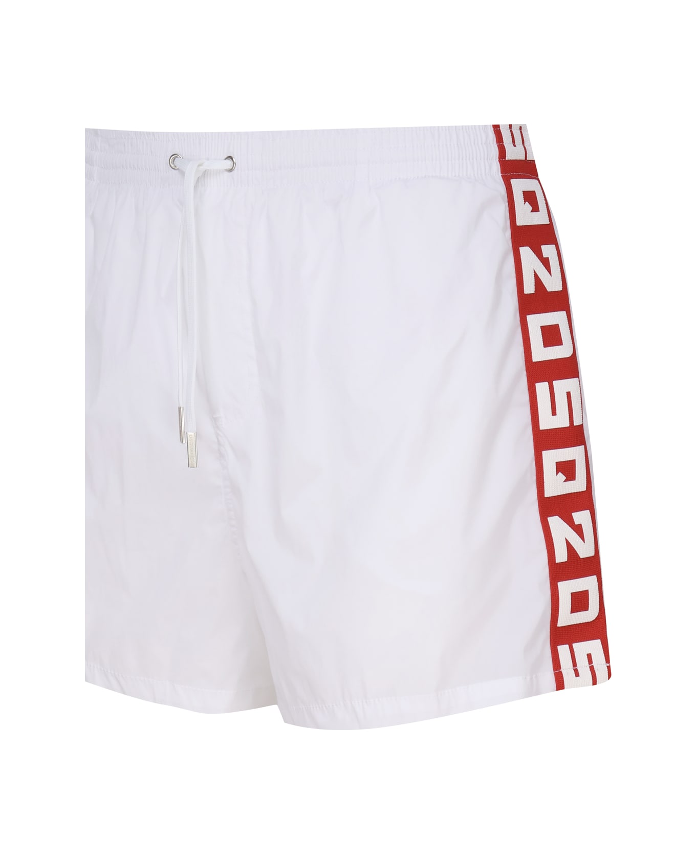 Dsquared2 Midi Boxer Swimsuit With Logo - White