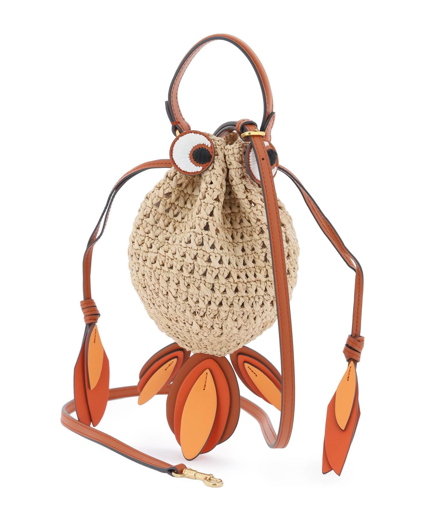 Anya Hindmarch Raffia Gold Fish Handbag - NATURAL (Orange)