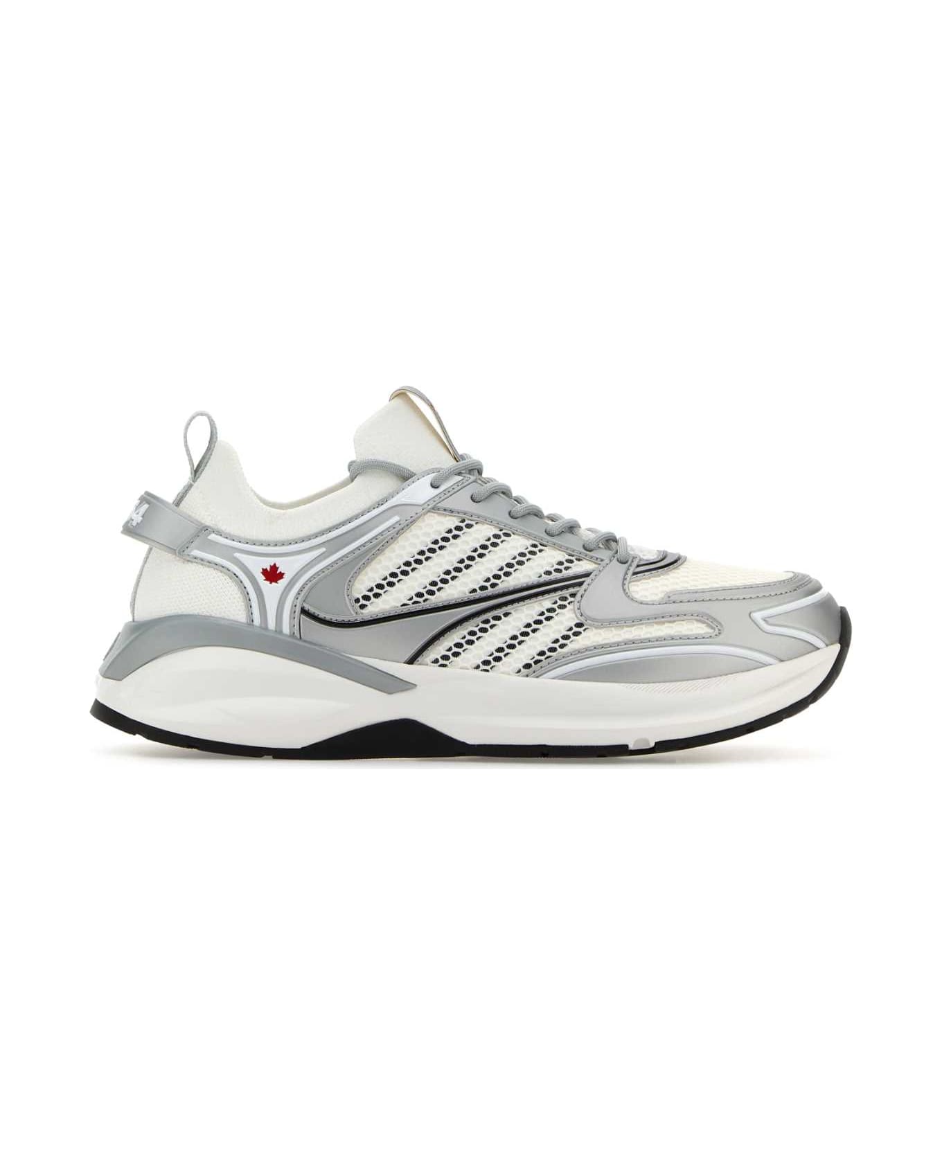 Dsquared2 Multicolor Fabric, Mesh And Rubber Dash Sneakers - WHITE