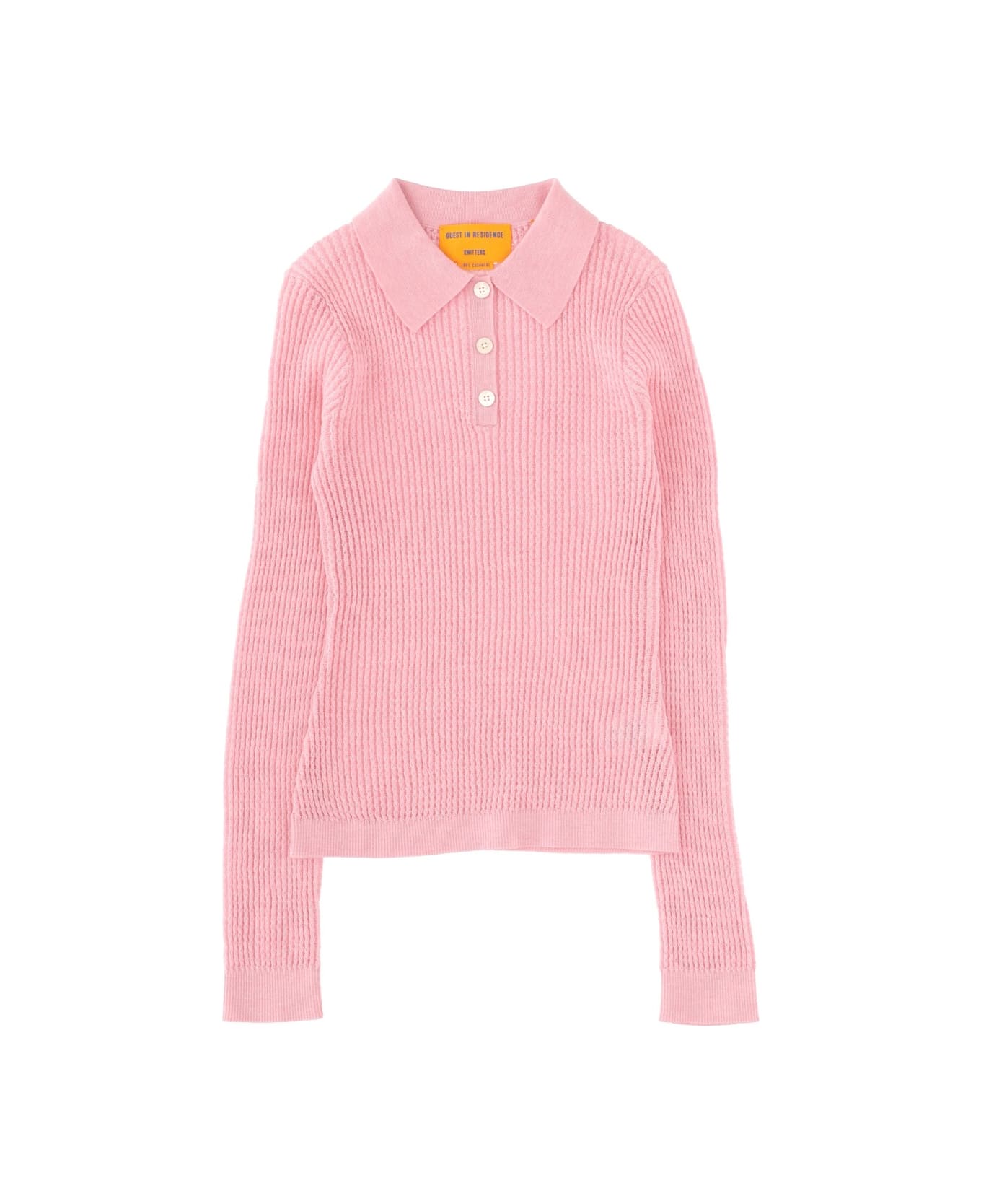 Guest in Residence Long Sleeve "shrunken" Polo Shirt - PINK