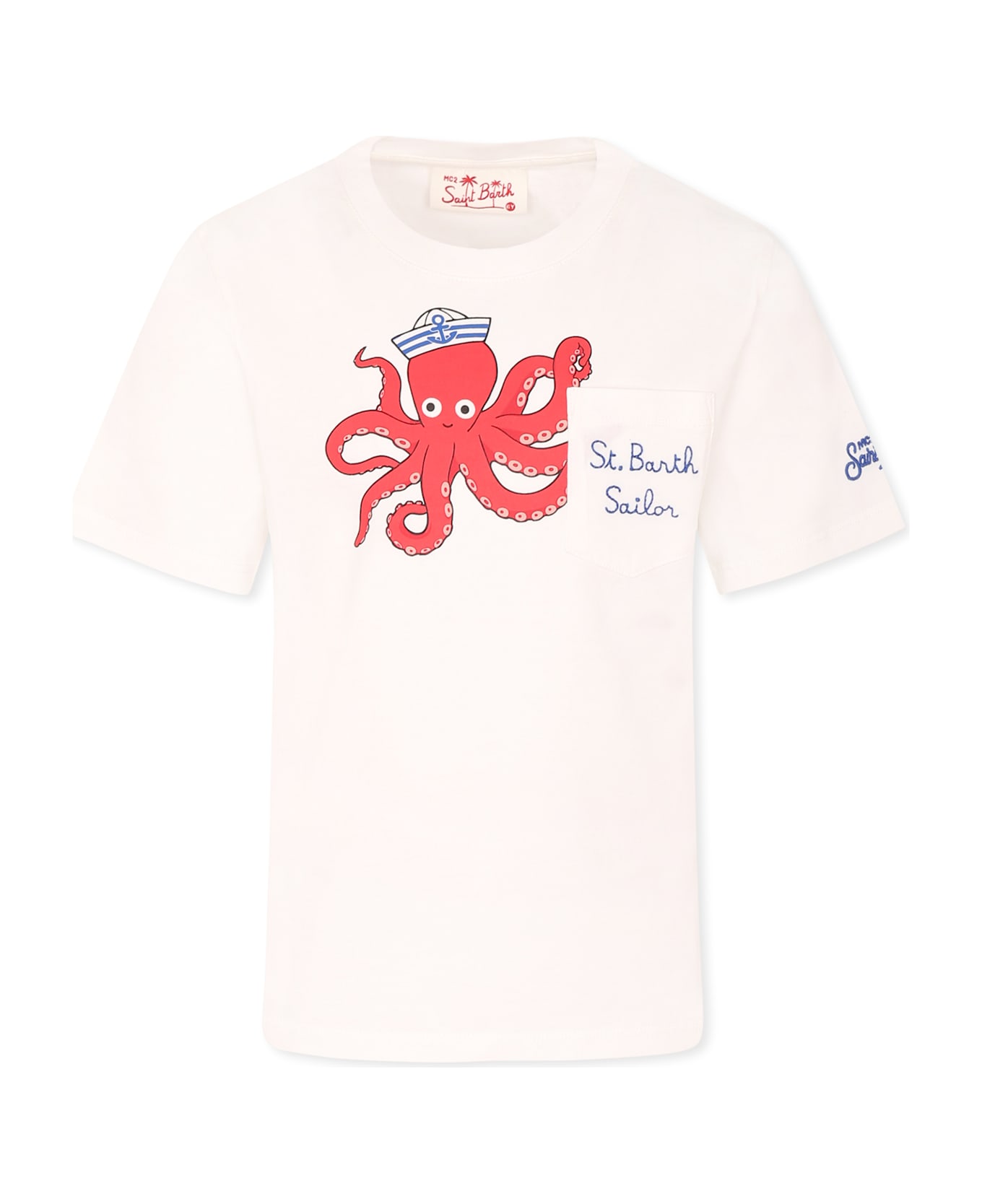 MC2 Saint Barth White T-shirt For Boy With Octopus - White