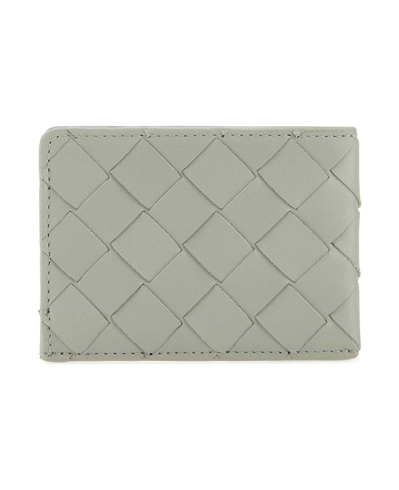 Bottega Veneta Light Grey Leather Card Holder - AGATEGREYGOLD
