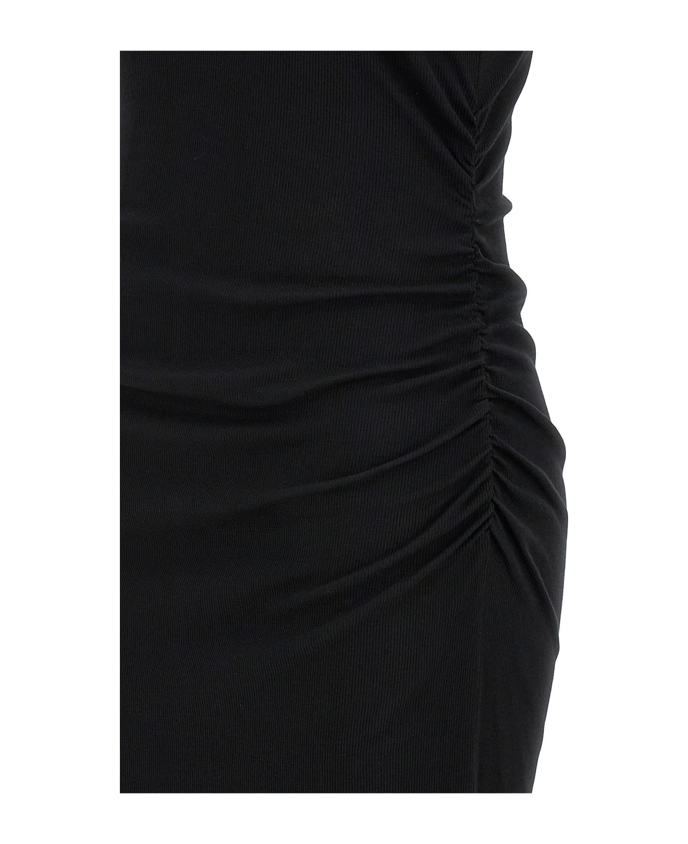 Ganni Logo Ribbed Dress - Black