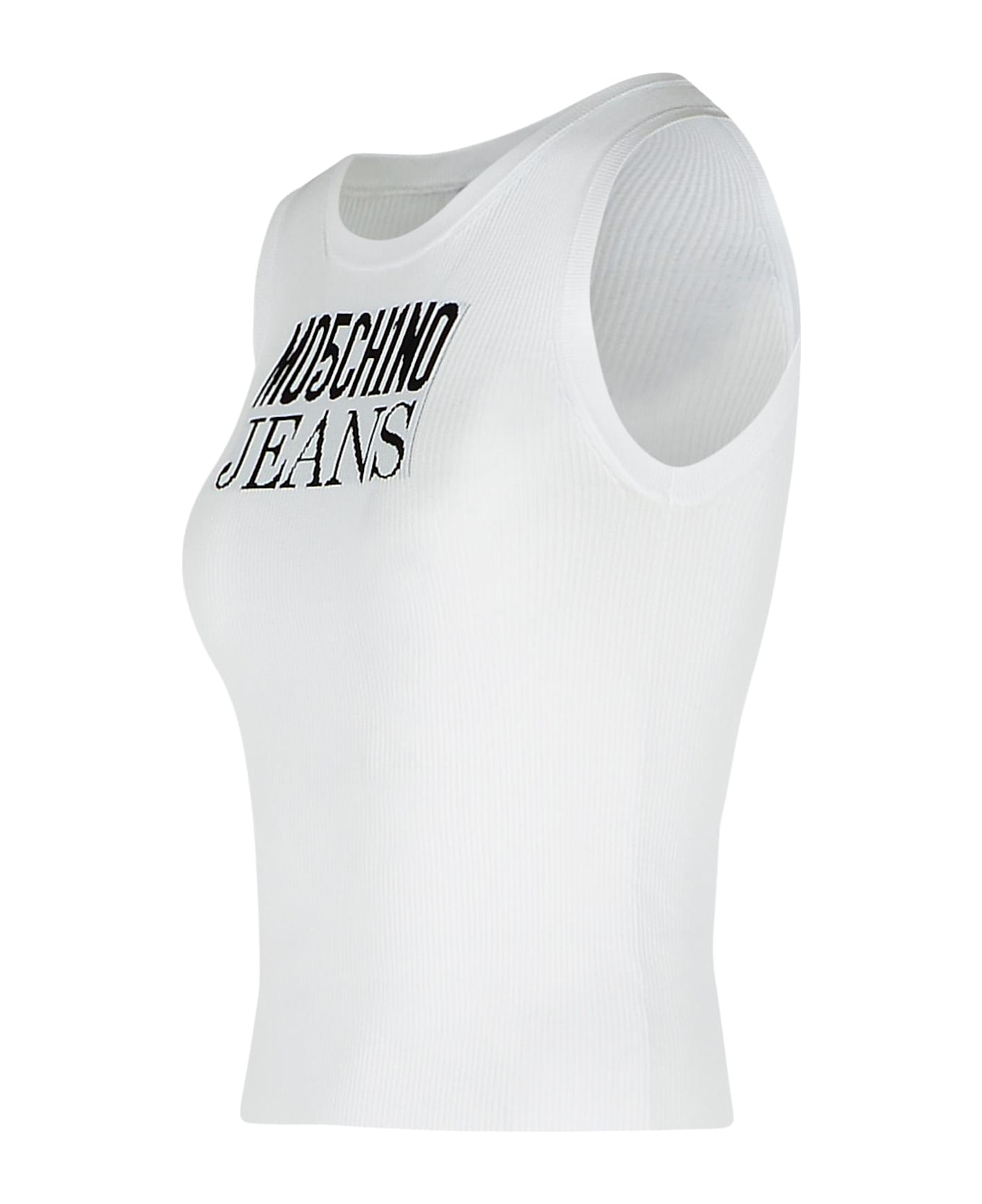 M05CH1N0 Jeans White Cotton Tank Top - White