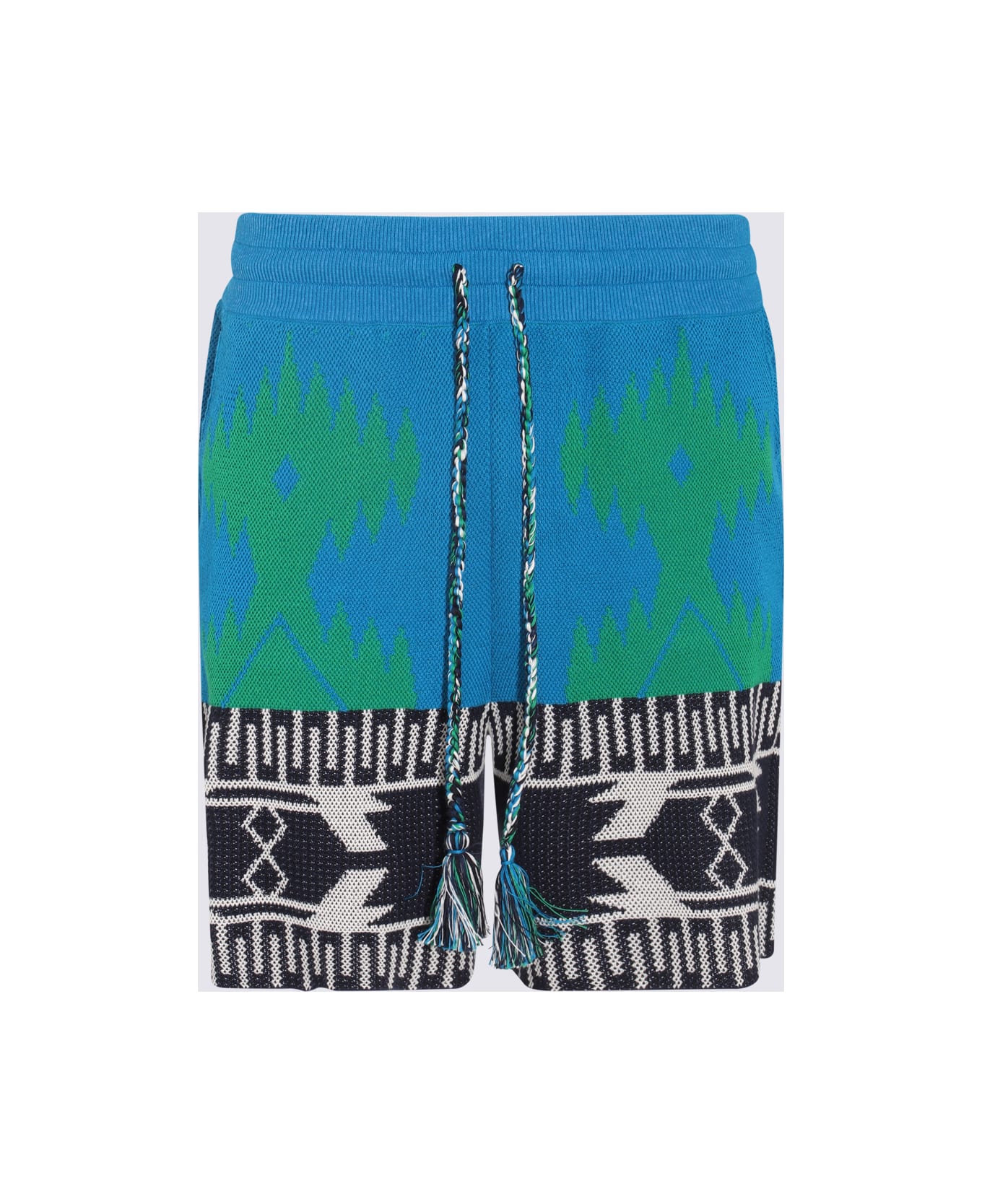 Alanui Blue Multicolour Cotton Blend Shorts - BLUE FOREST/GRE