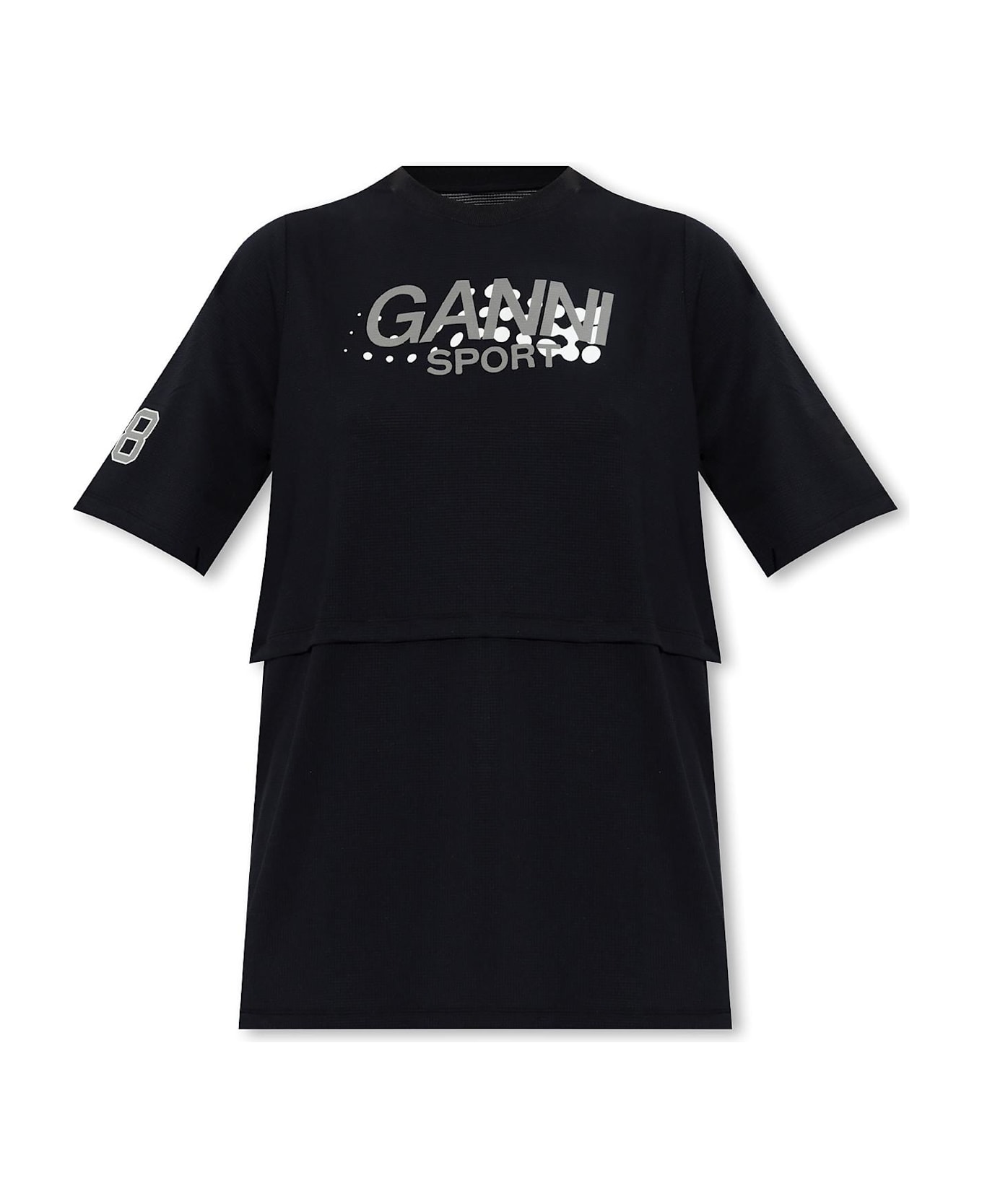 Ganni Sports T-shirt With Logo - Nero